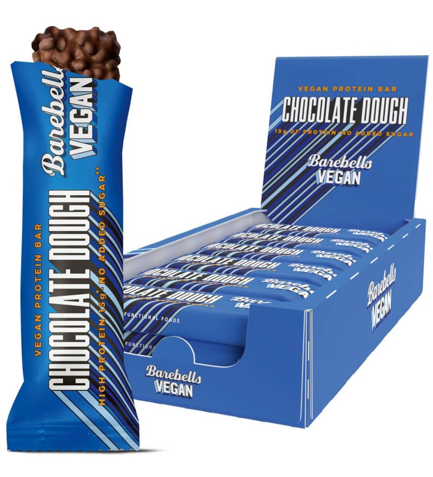 Buy Barebell's Vegan Protein Bar - 15g Protein Sugar-Free Delicious Chocolate Dough - 12x55g - International Shipping Available! - Buy Online on GoSupps.com