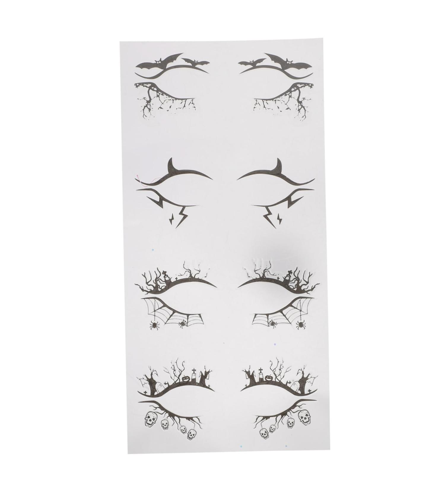 WOONEKY 4 Pairs Halloween Eyeliner Stickers Day of The Dead Face Tattoos Cat Eye Makeup Sticker Pvc - Buy Online on GoSupps.com