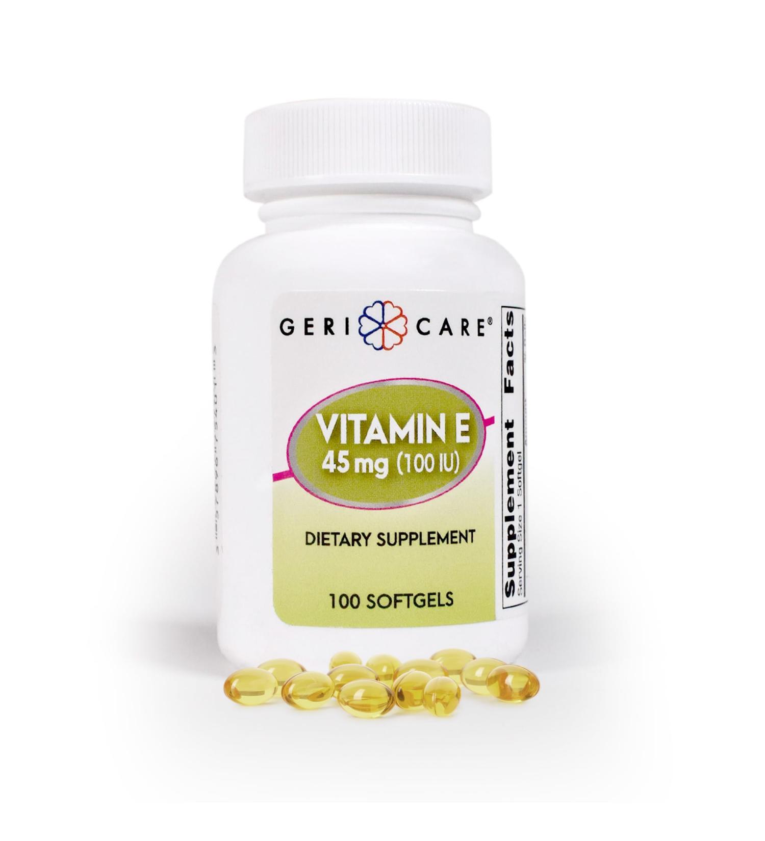 GeriCare High-Potency Vitamin E Capsules 100 IU for Skin & Immune Support 45mg | 100 Count | Organic Vitamin E for Women and Men 100 Count (Pack of 1) Softgel - 45mg - Buy Online on GoSupps.com