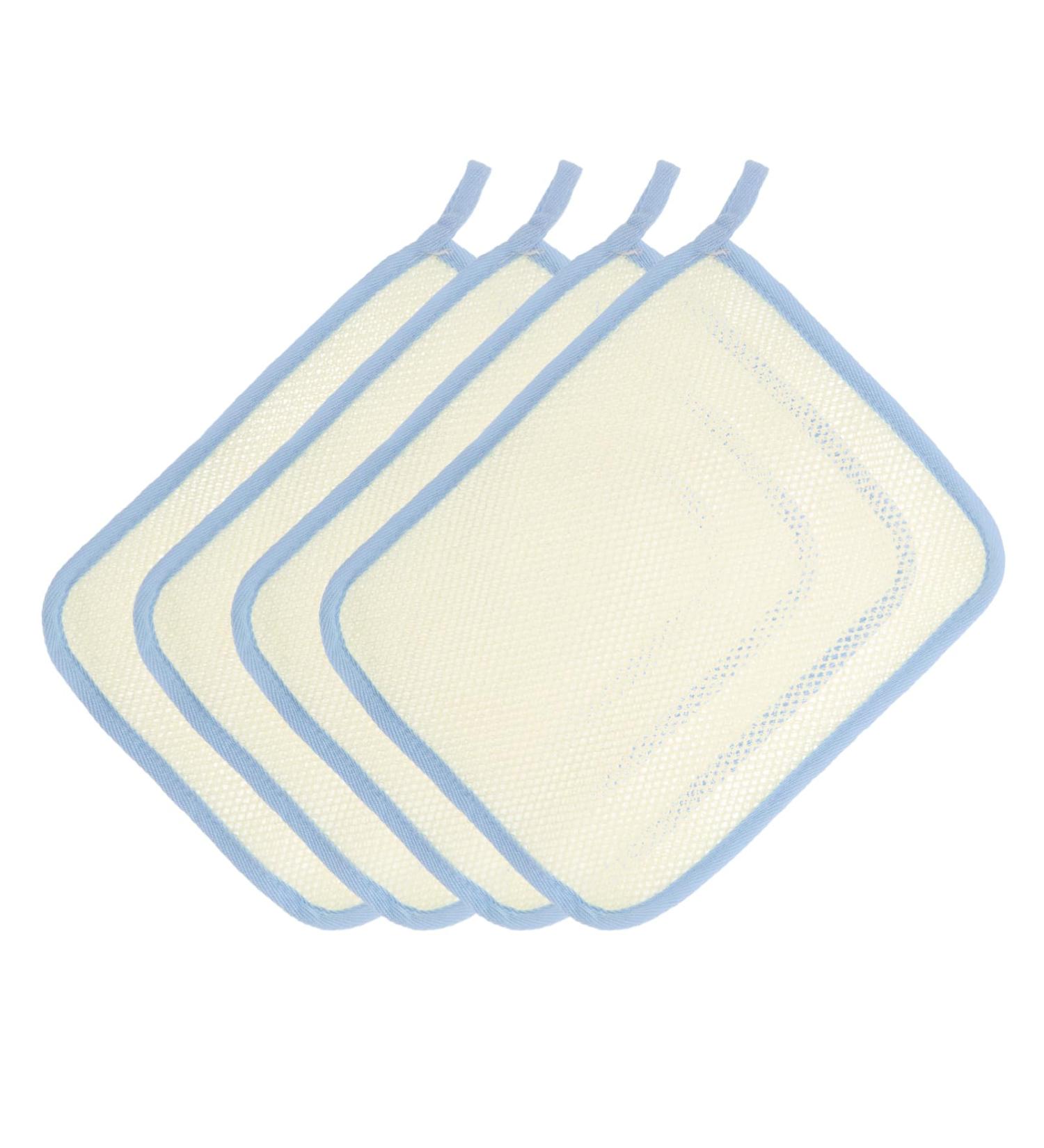 Outanaya 4pcs Square Towel Soap Bag Exfoliating Body Cloth Shower Face Exfoliator Scrubber Nylon Beige - Buy Online on GoSupps.com