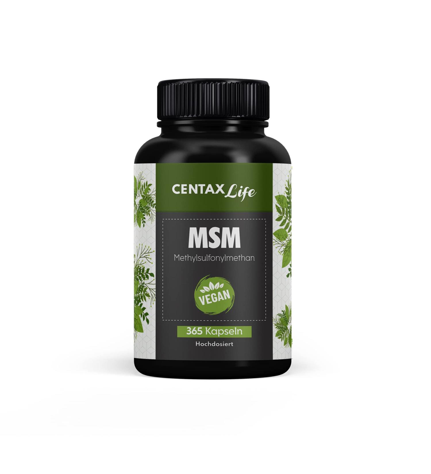 Centax Life MSM Capsules - High Dose Vegan 1600 mg for Bones & Joints | Pure Methylsulfonylmethane No Additives 365 Count - Buy Online on GoSupps.com