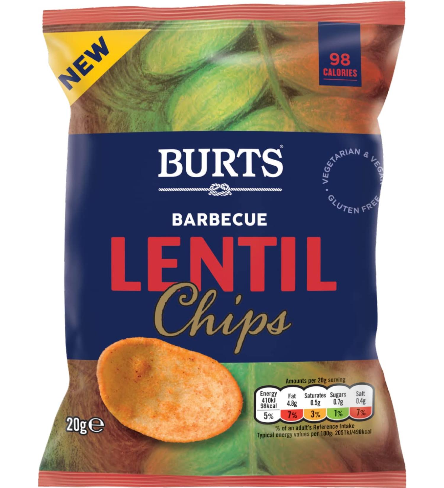 Burts Lentil Chips - Barbecue 20g - 16 Pack