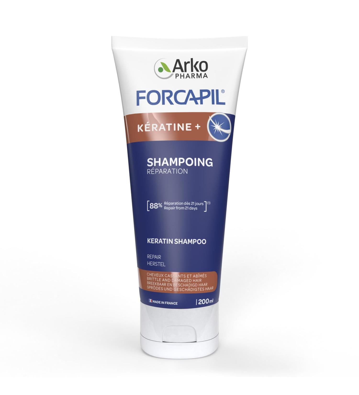 Arkopharma - Forcapil Fortifying Shampoo | Strength - Vitality - Protection - Shine - Brittle and damaged hair | 200 ml tube - Buy Online on GoSupps.com