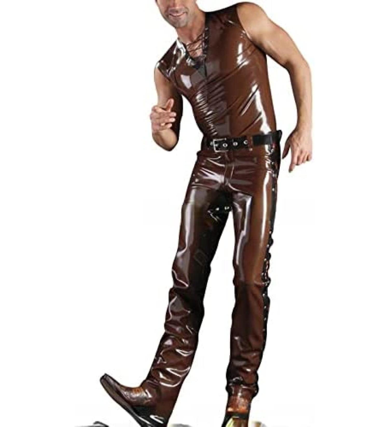 Shop Stylish Latex Tank Shirt & Rubber Pants Leggings - International Shipping Available Size L - Buy Online on GoSupps.com