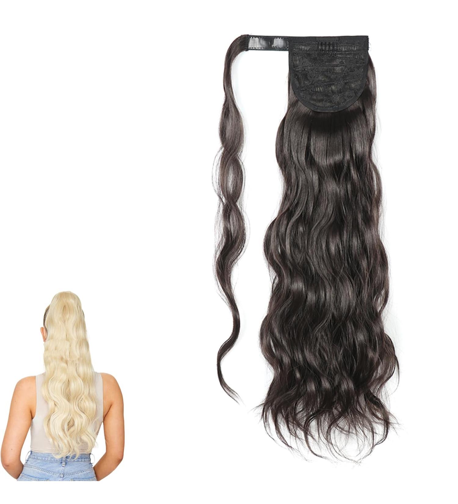 Prinfantasy Long Wavy Ponytail Extension - 24 inch Synthetic Hairpiece for Women/Girls | Curly Clip-in Wrap Around Hair Ponytail MW123 - Buy Online on GoSupps.com