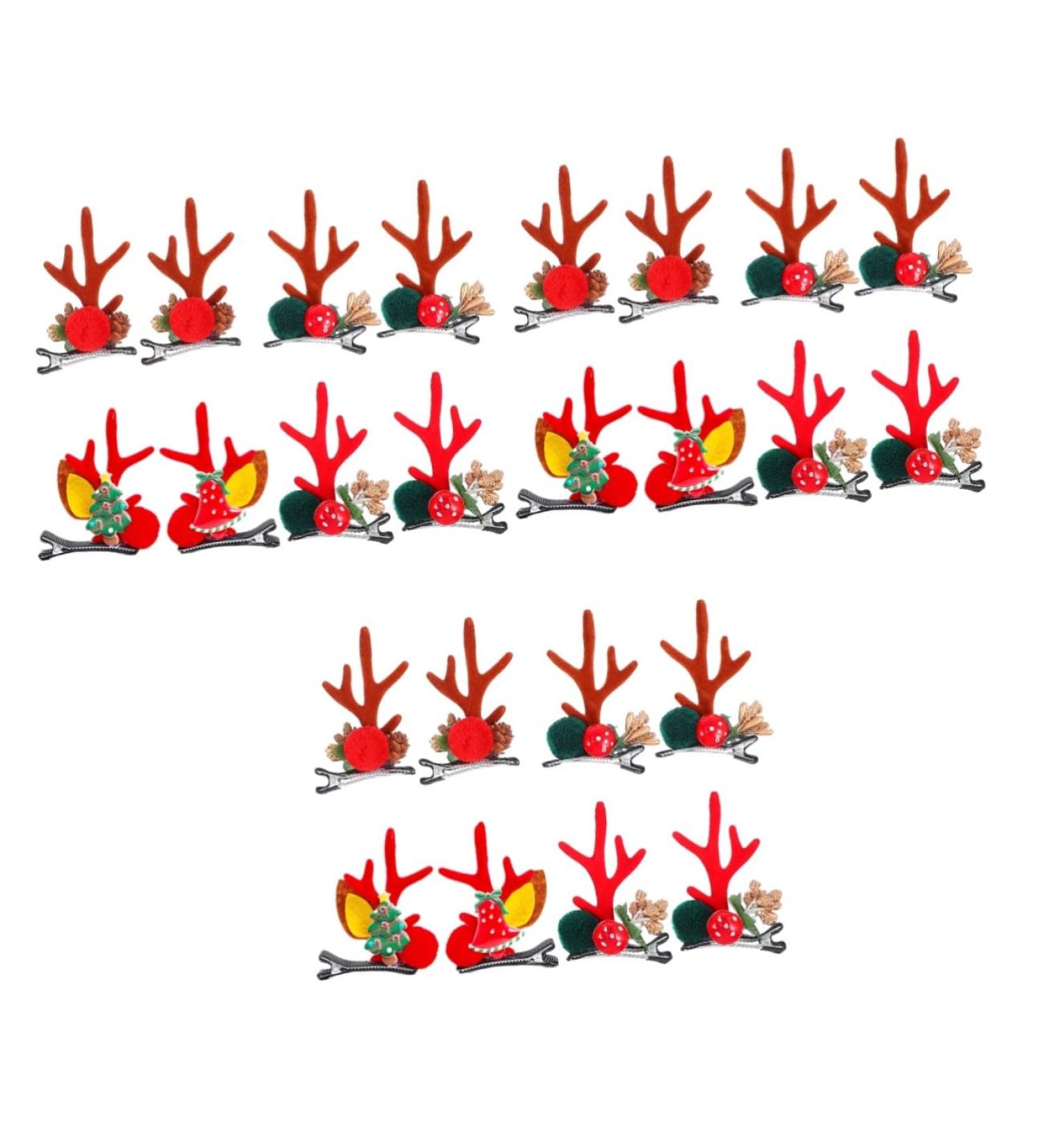 FRCOLOR 12 Pairs Christmas Hair Clips Antlers Hair Clips Antler Hair Barrette Hair Decoration Christmas Berry Hair Clips Kids Decor Elk Antlers Clips Miss Pompom Clip Ear - Buy Online on GoSupps.com