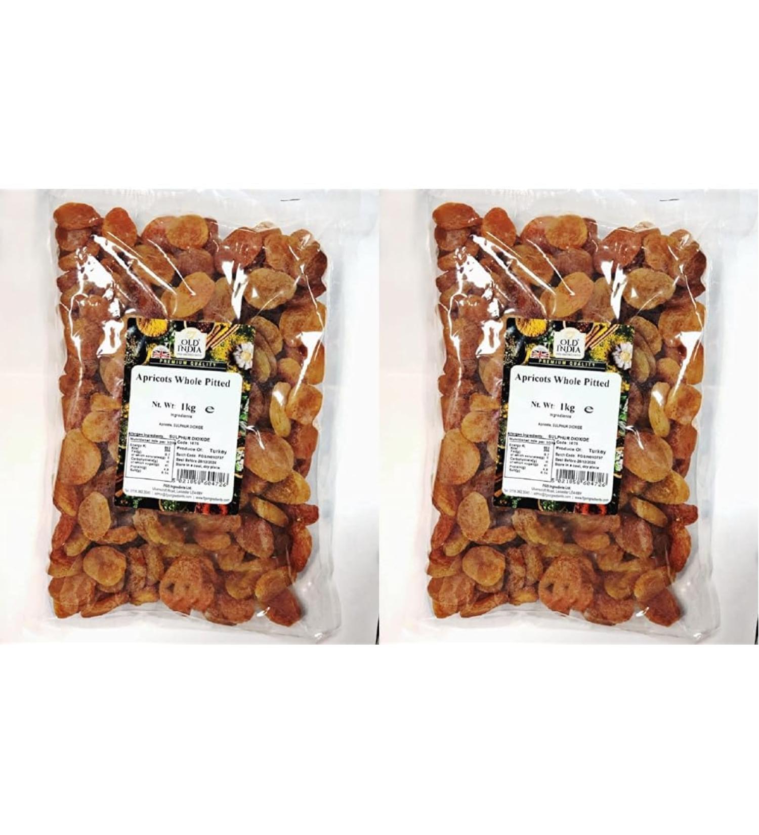 Old India Apricots Whole Pitted 1kg (Pack of 2)