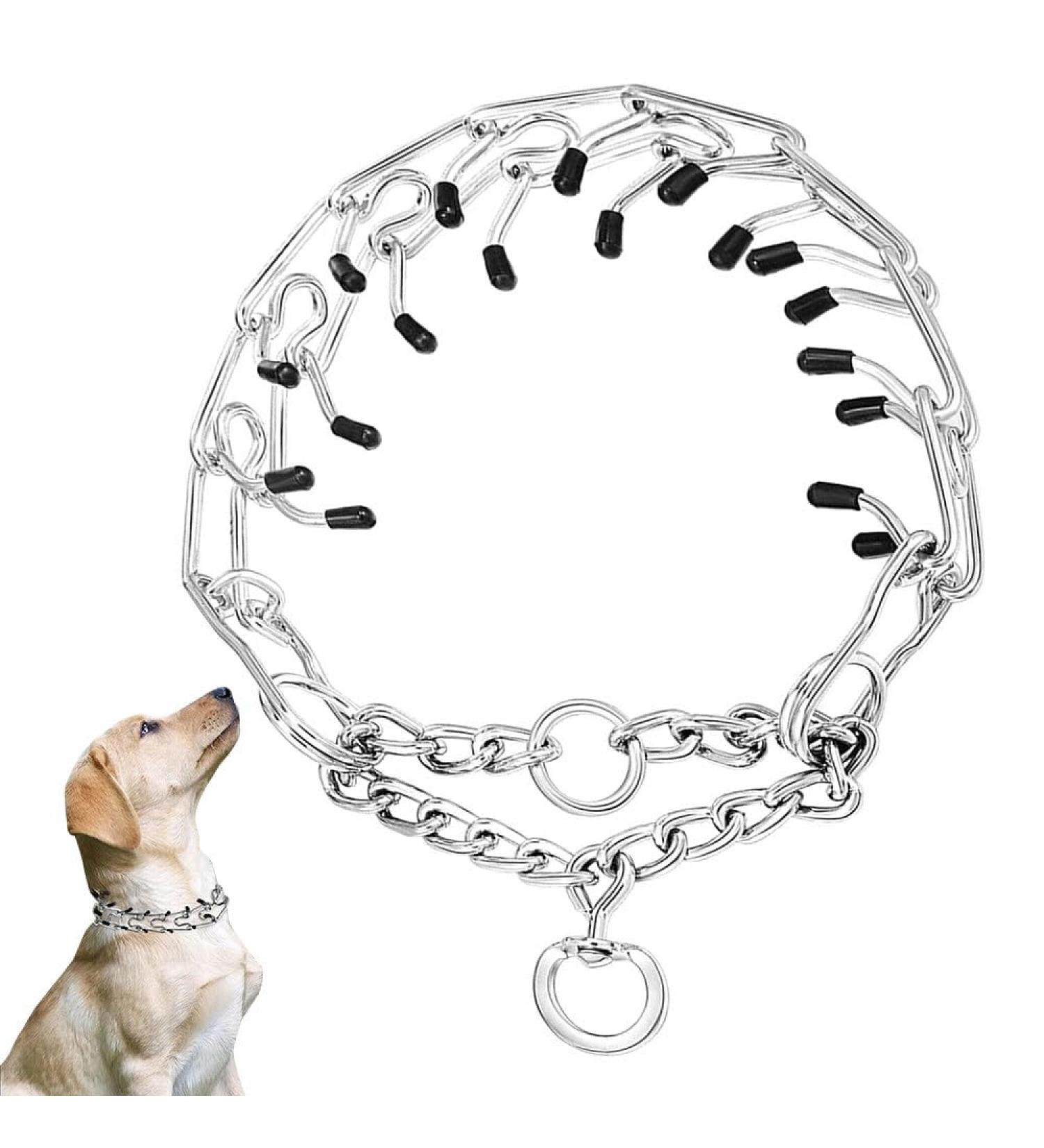 NAVESO Metal Choke Chain for Dog Prong Collar for Dogs Dog Training Collar Anti Bark Collars for Dogs Adjustable Dogs Collars with Comfort Rubber Tips 4mmx60cm for Large Medium Small Dogs - Buy Online on GoSupps.com