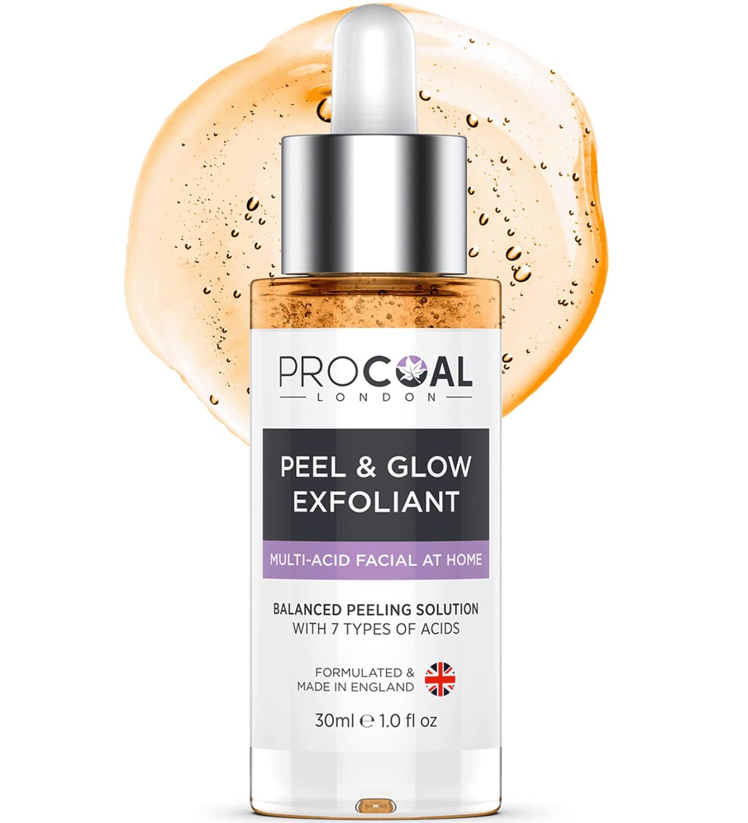 Procoal Peel & Glow Exfoliant 30ml - AHA BHA PHA Chemical Peel for Face, Vegan Formula - UK Made (Peeling Solution) - Buy Online on GoSupps.com