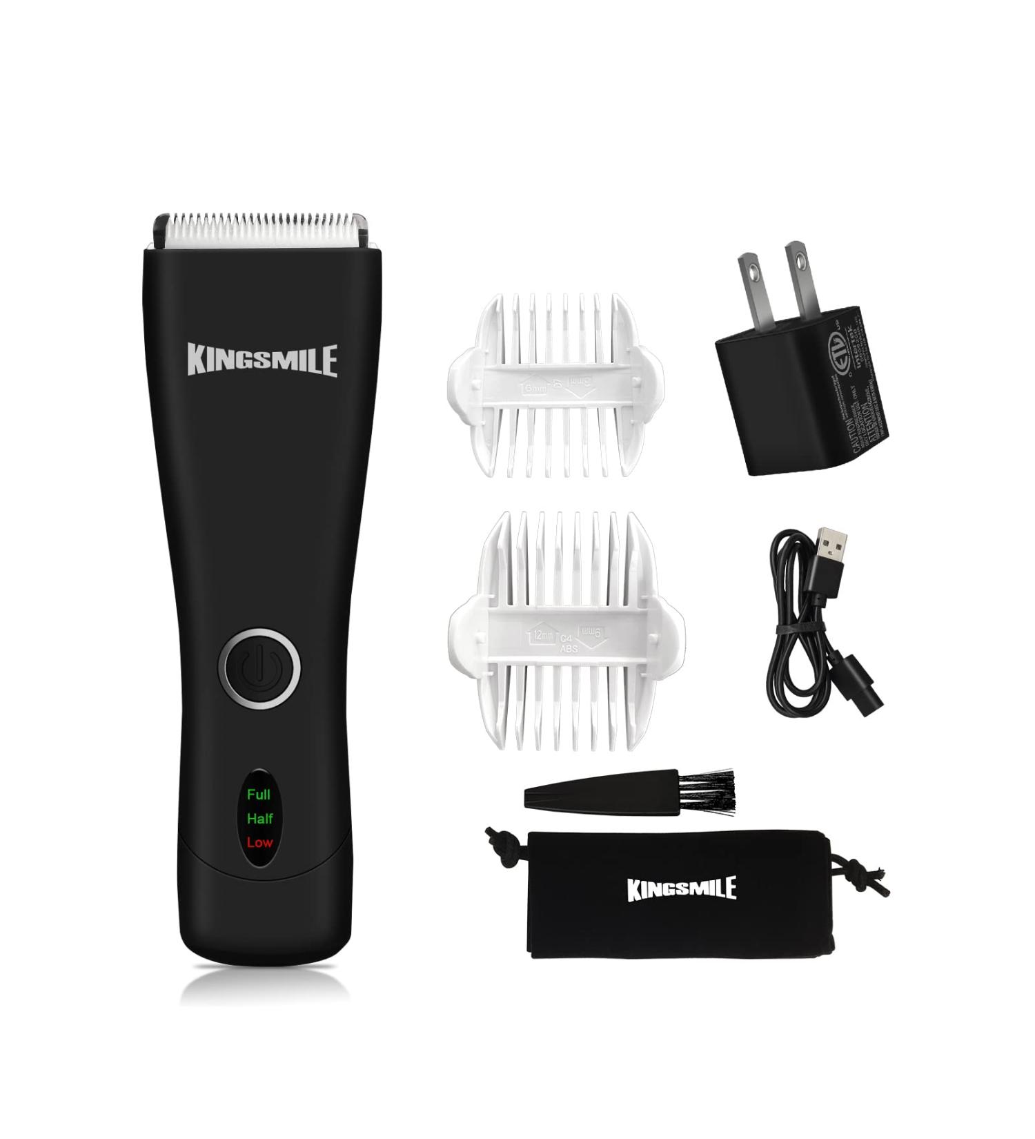 Kingsmile Body Hair Trimmer & Groin Trimmer - Safe Electric Men's Groomer Waterproof Ergonomic Replaceable Ceramic Blade Ideal for Male Hygiene - Buy Online on GoSupps.com