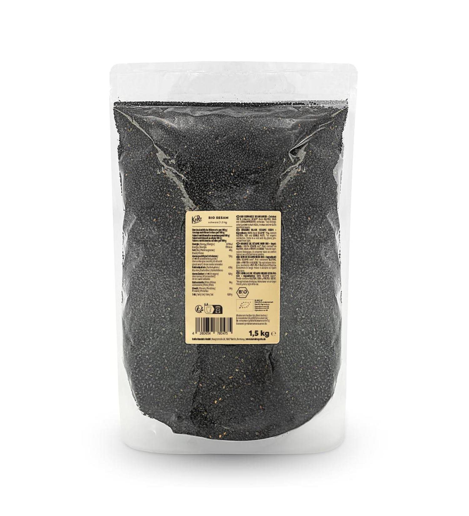 KoRo - Organic Black Sesame 1.5 kg - Nutrient-rich and hazelnut flavor - Rich in protein - Buy Online on GoSupps.com