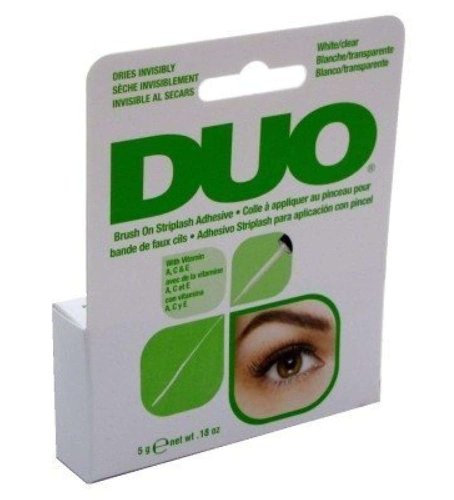 Duo Brush-On Striplash Adhesive White/Clear 0.18oz (Pack of 6) - Long-Lasting Formula - Buy Online on GoSupps.com