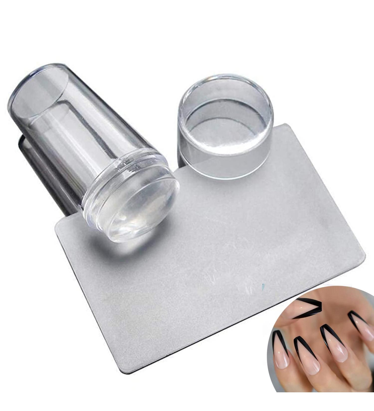 2.8CM Clear Jelly Silicone Nail Art Stamper with Scraper & Cap - Nail Transfer Templates Tools for Manicure - Buy Online on GoSupps.com
