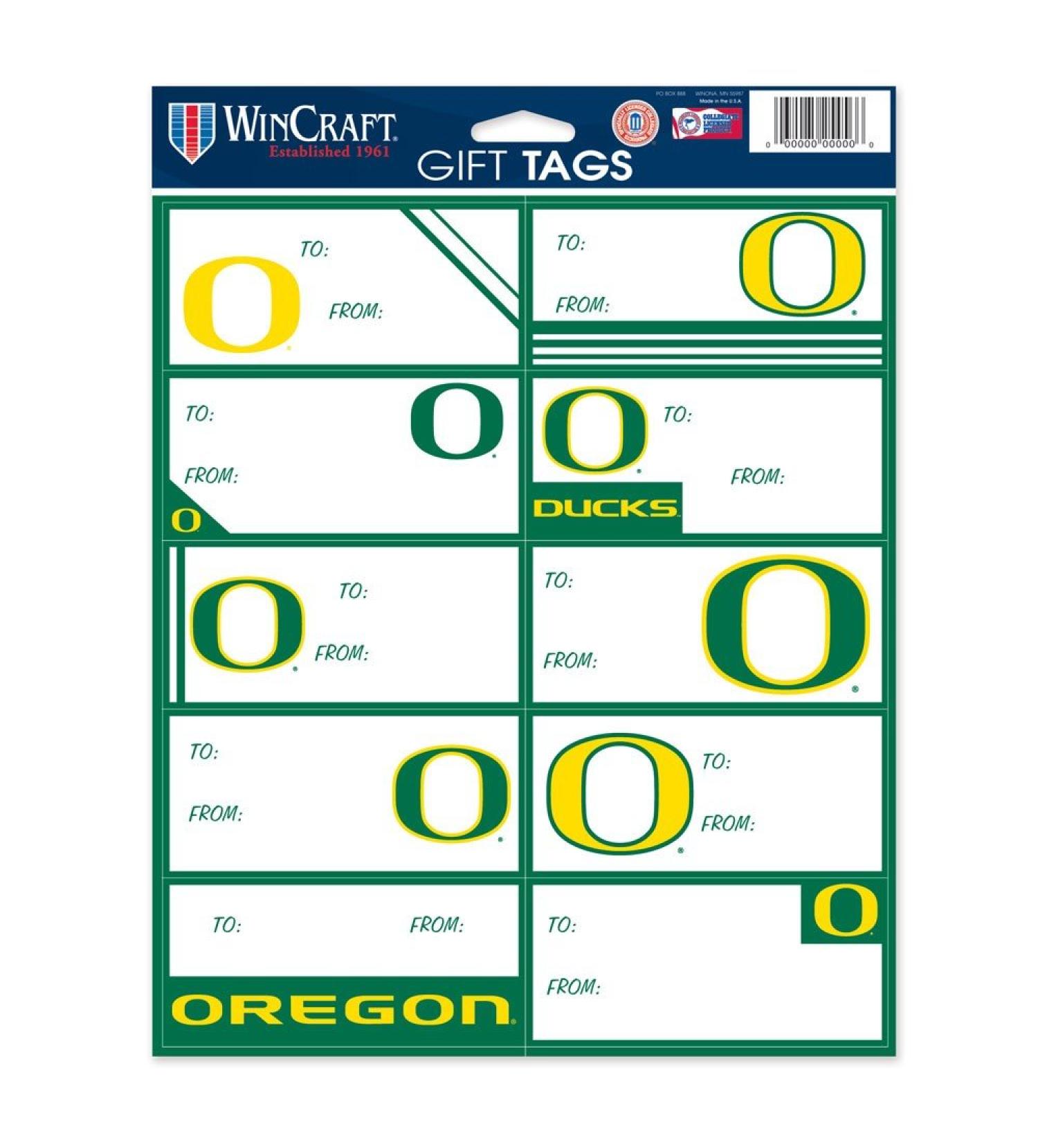 WinCraft NCAA-Gift Tag Sheet Oregon Ducks 8.5 x 11" Green