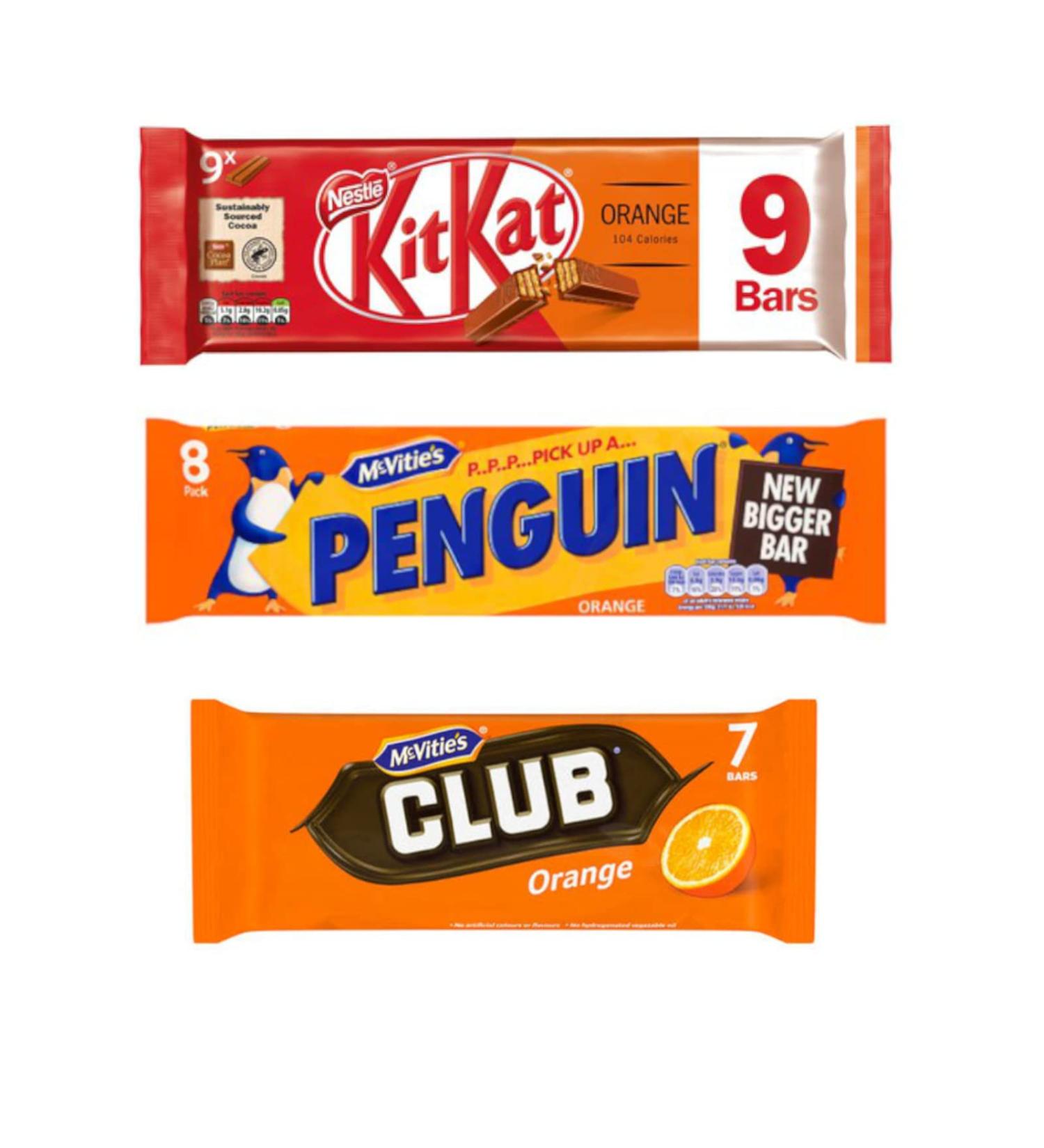 Orange Biscuit Assortment - 24 Biscuits | 9 Nestle Orange 2 Finger Kit Kat s | 8 Mcvities Orange Penguins | 7 Mcvities Orange Club Biscuits - Buy Online on GoSupps.com