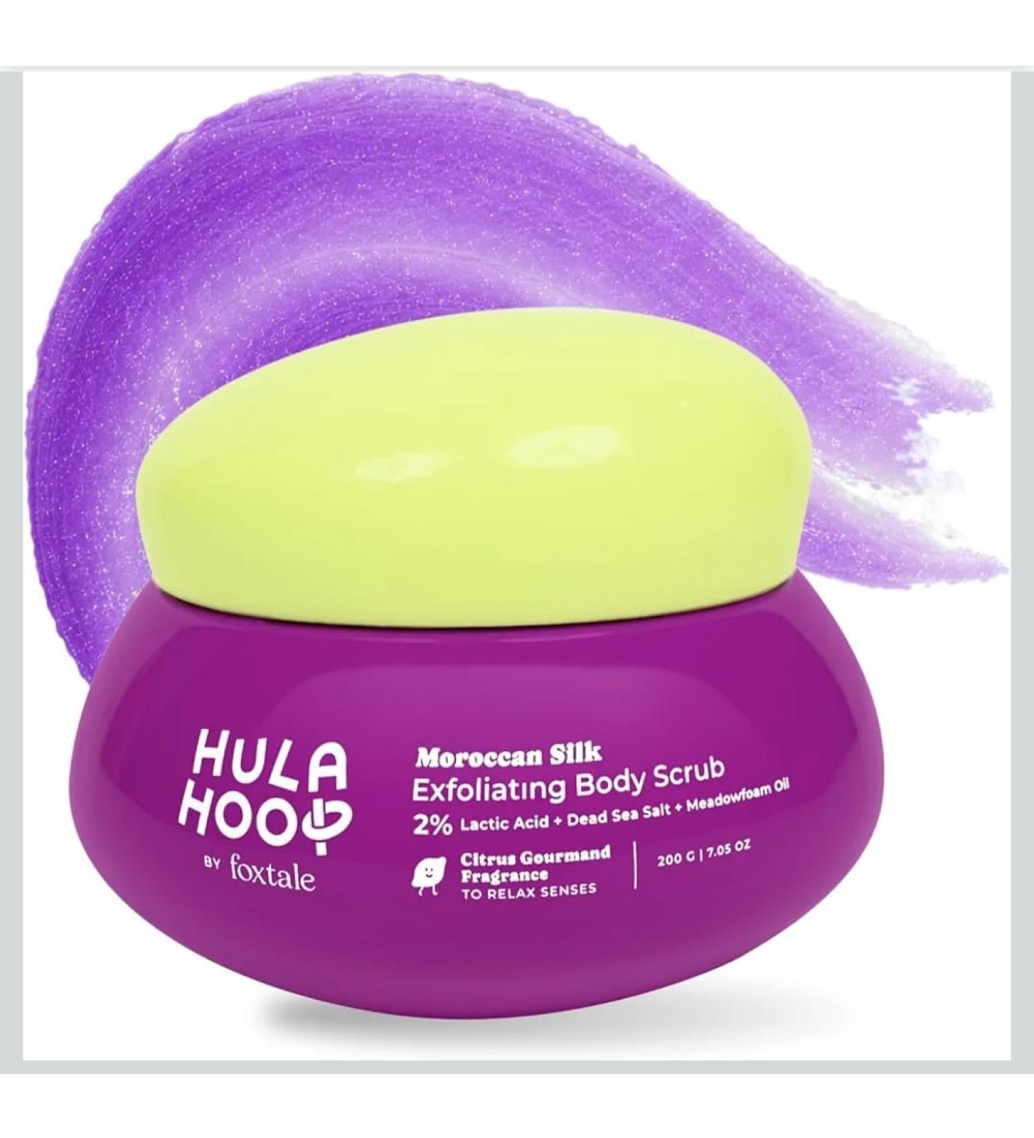 Hula Hoop Moroccan Silk Exfoliating Body Scrub with 2% Lactic Acid Dead Sea Salt Meadowfoam Oil Citrus Gourmand Fragrance 200g - Buy Online on GoSupps.com