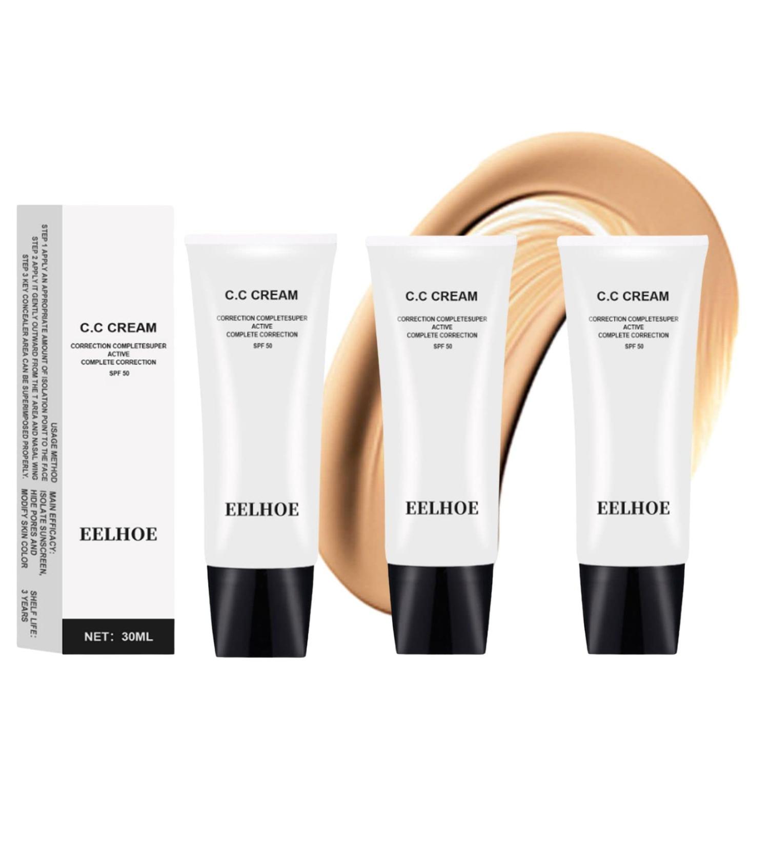 3PCS Skin Tone Adjusting CC Cream SPF 50 Set - Primer, Moisturizer, Concealer | Brightens, Color Corrects, Self-Adjusting Formula for Mature Skin | Natural Shade - Buy Online on GoSupps.com