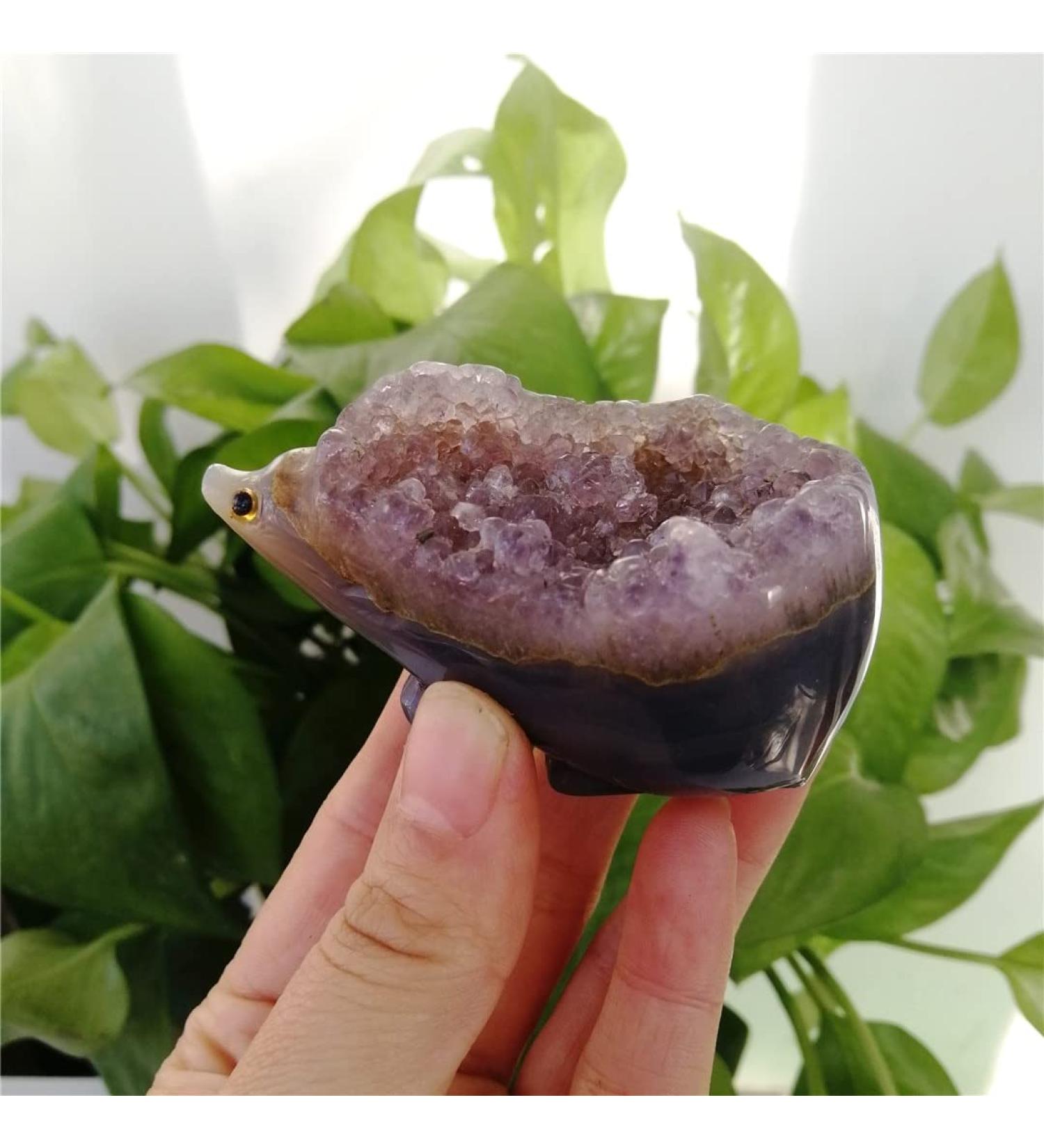1pcs Natural Crystal Stone Agate Hand Carved Hedgehog Reiki Quartz Gemstones Geode Cluster Decoration Home Goods (Size : 140g) - Buy Online on GoSupps.com