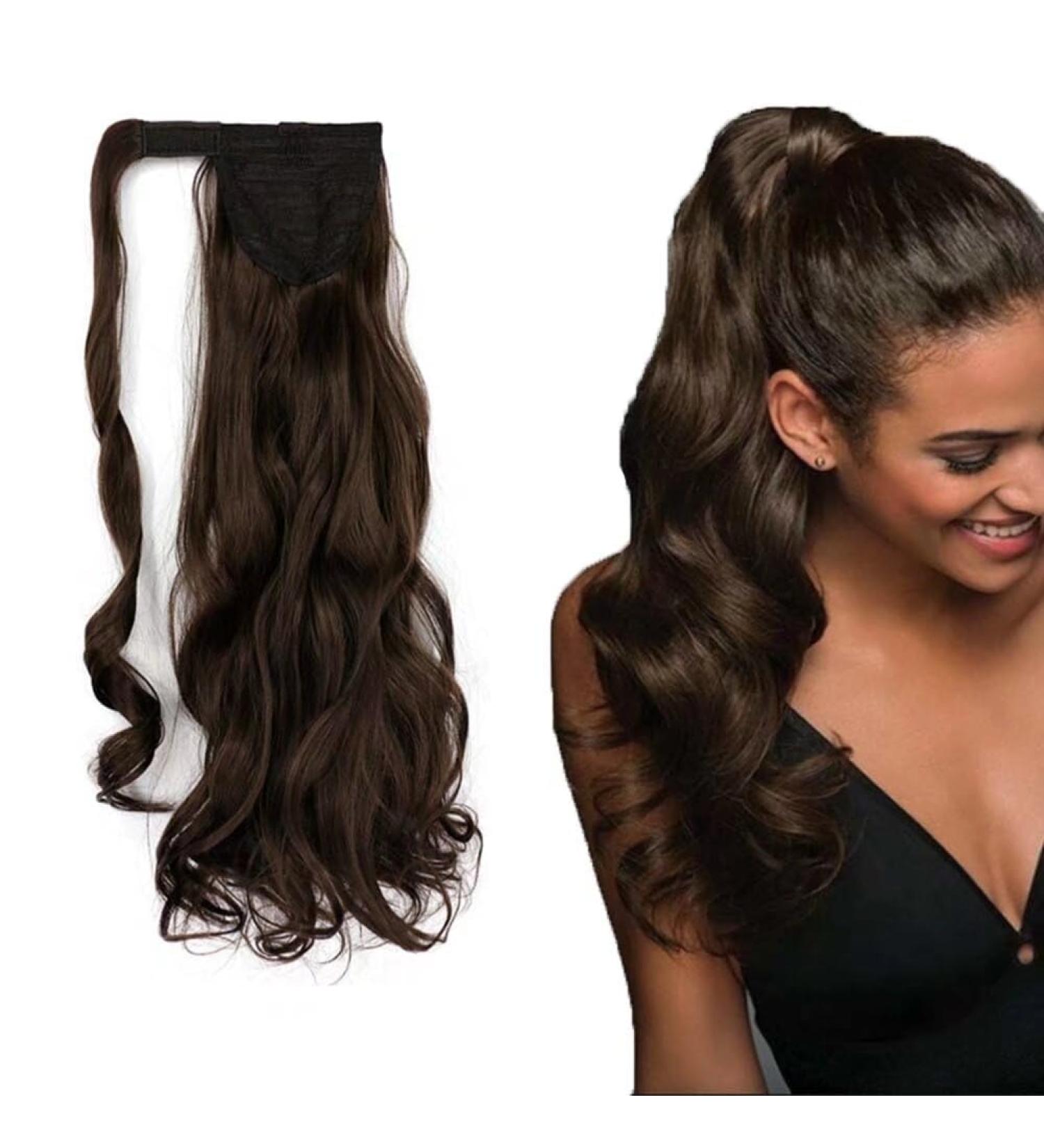 iLUU Long Curly Wavy Ponytail Extension Synthetic Hairpiece Wrap Around Clip in Ponytail Hair Extensions #8 Chocolate Brown Natural Hair Ponytails for Women Girl Lady Magic Paste Ponytail (18" 100g) #8-chocolate brown - Buy Online on GoSupps.com