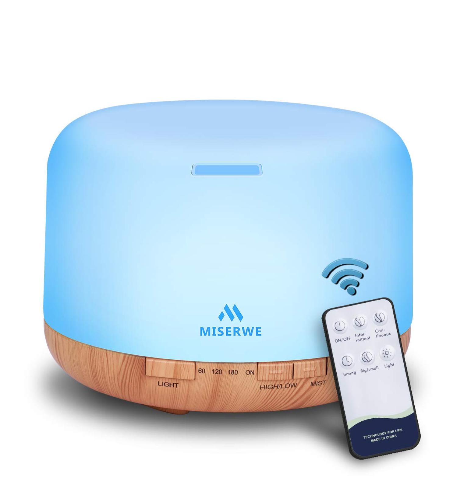 Miserwe 500ml Remote Control Essential Oil Diffuser with Timer - Waterless Auto Shut Off & Adjustable Mist for Home - Buy Online on GoSupps.com