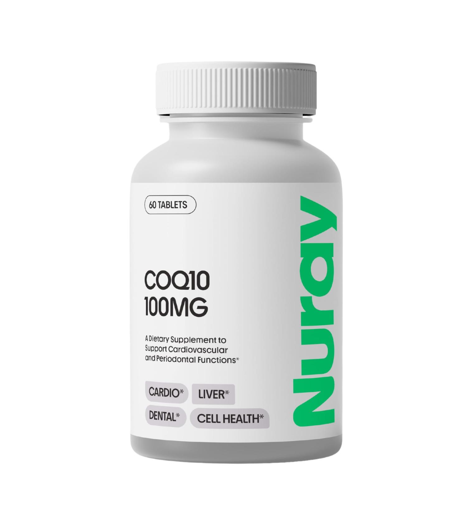 Nuray COQ10 100mg and Vitamin E Chewable Tablets - Quick Dissolving Orange Flavored Energy Supplements - Supports Heart Health & Liver Function - 60 Count, Vegetarian, Gluten Free - Buy Online on GoSupps.com