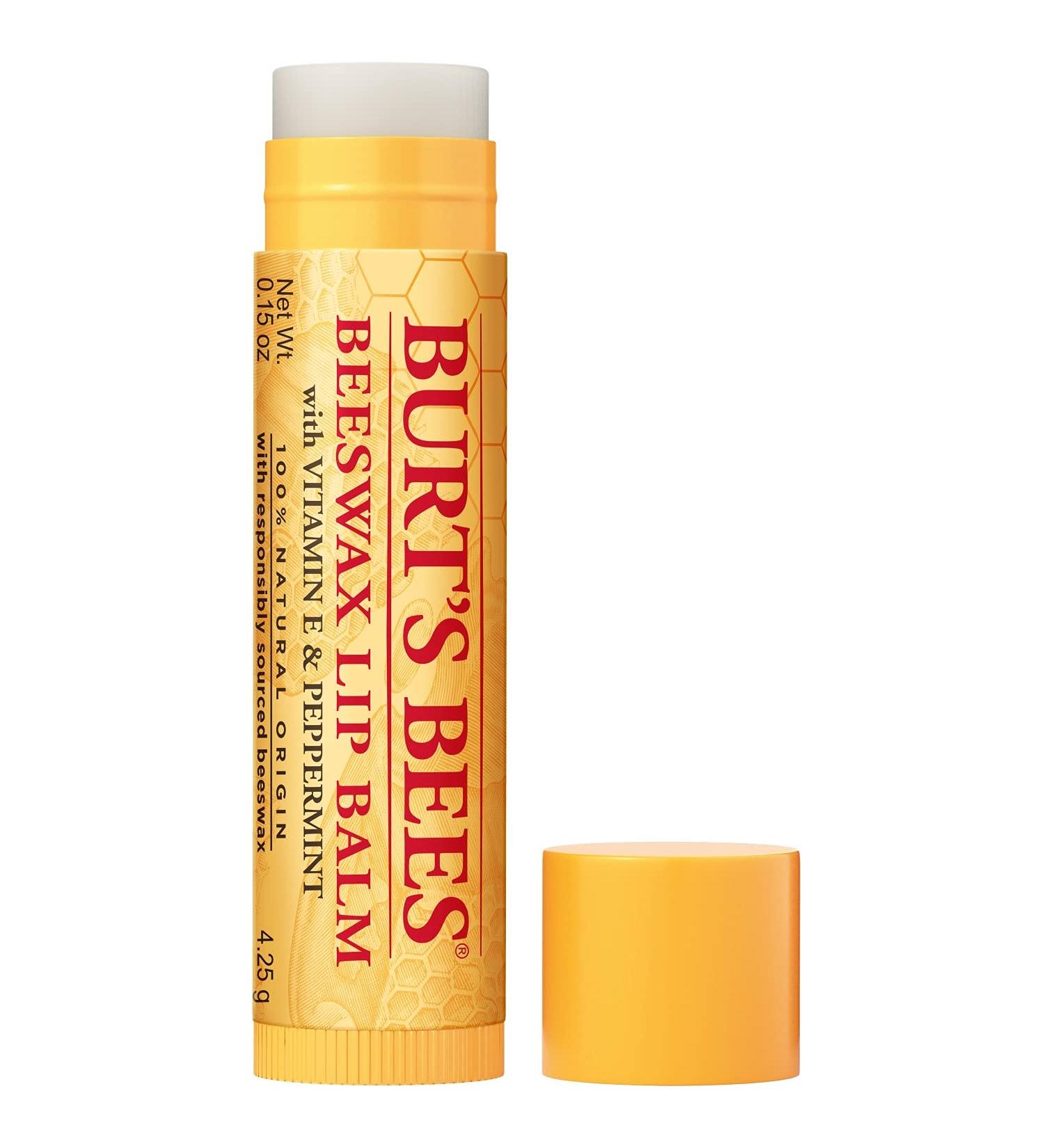 Burt's Bees 100% Natural Lip Balm - Original Beeswax with Vitamin E & Peppermint Oil | Pack of 6 | International Shipping Available - Buy Online on GoSupps.com