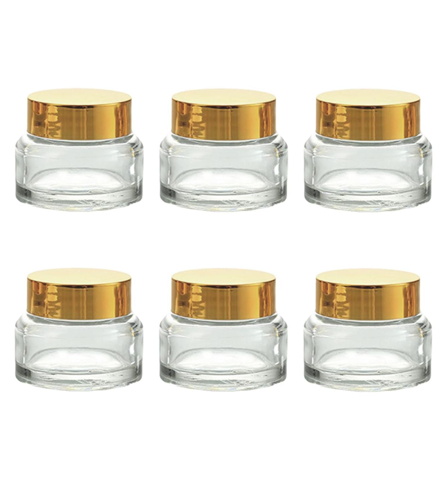POPETPOP Lotion Travel Container Small Glass Containers 5.1X5.1X4CM Transparent Golden 1 - Buy Online on GoSupps.com