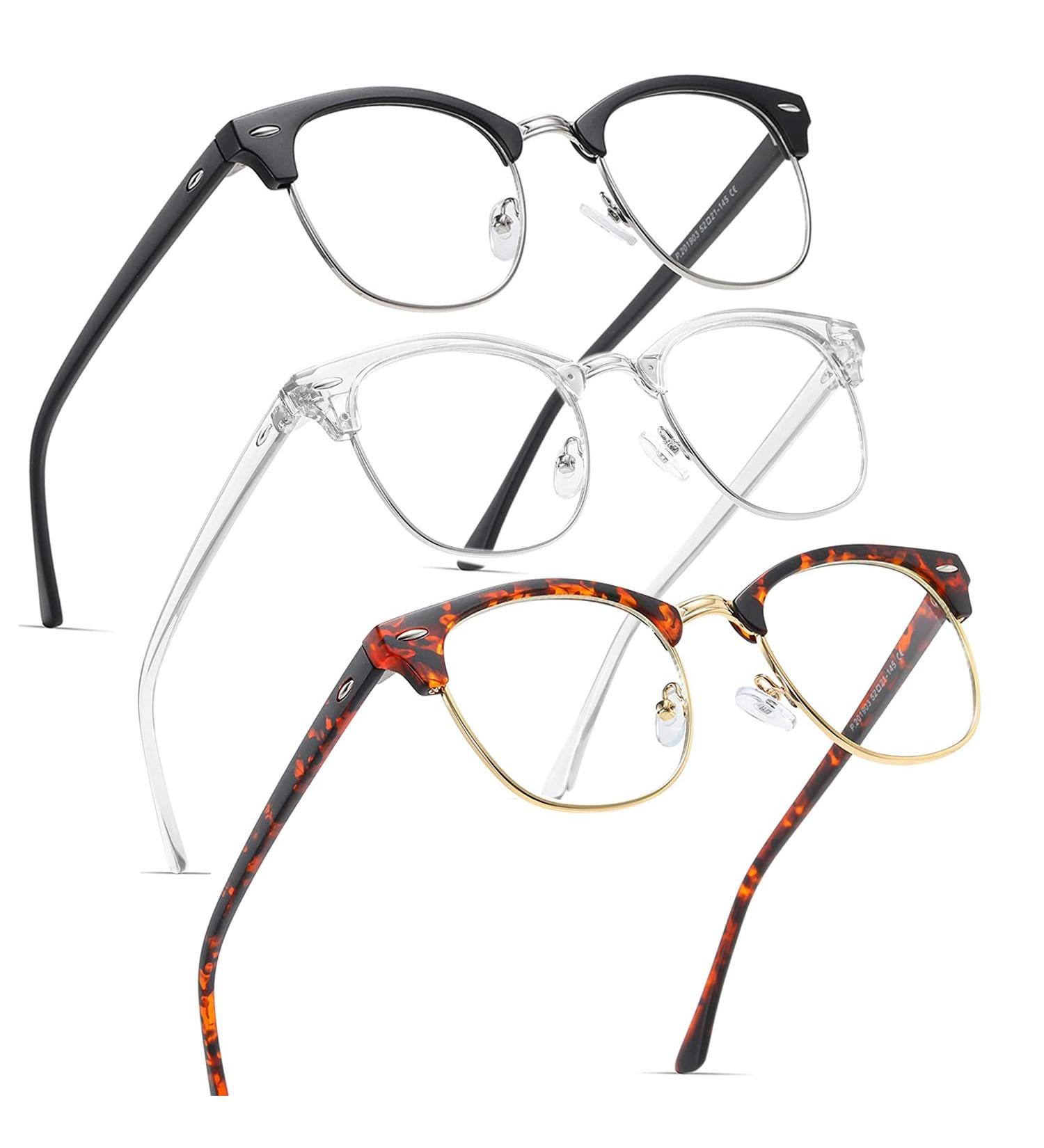 2 Pack Blue Light Blocking Glasses Anti Blue Light Gaming Glasses Retro Fashion Frame Non-Prescription Lens Anti Fatigue Headache Computer Screen Glasses for Women and Men Unisex Round Glasses a1 black+white+flower - Buy Online on GoSupps.com