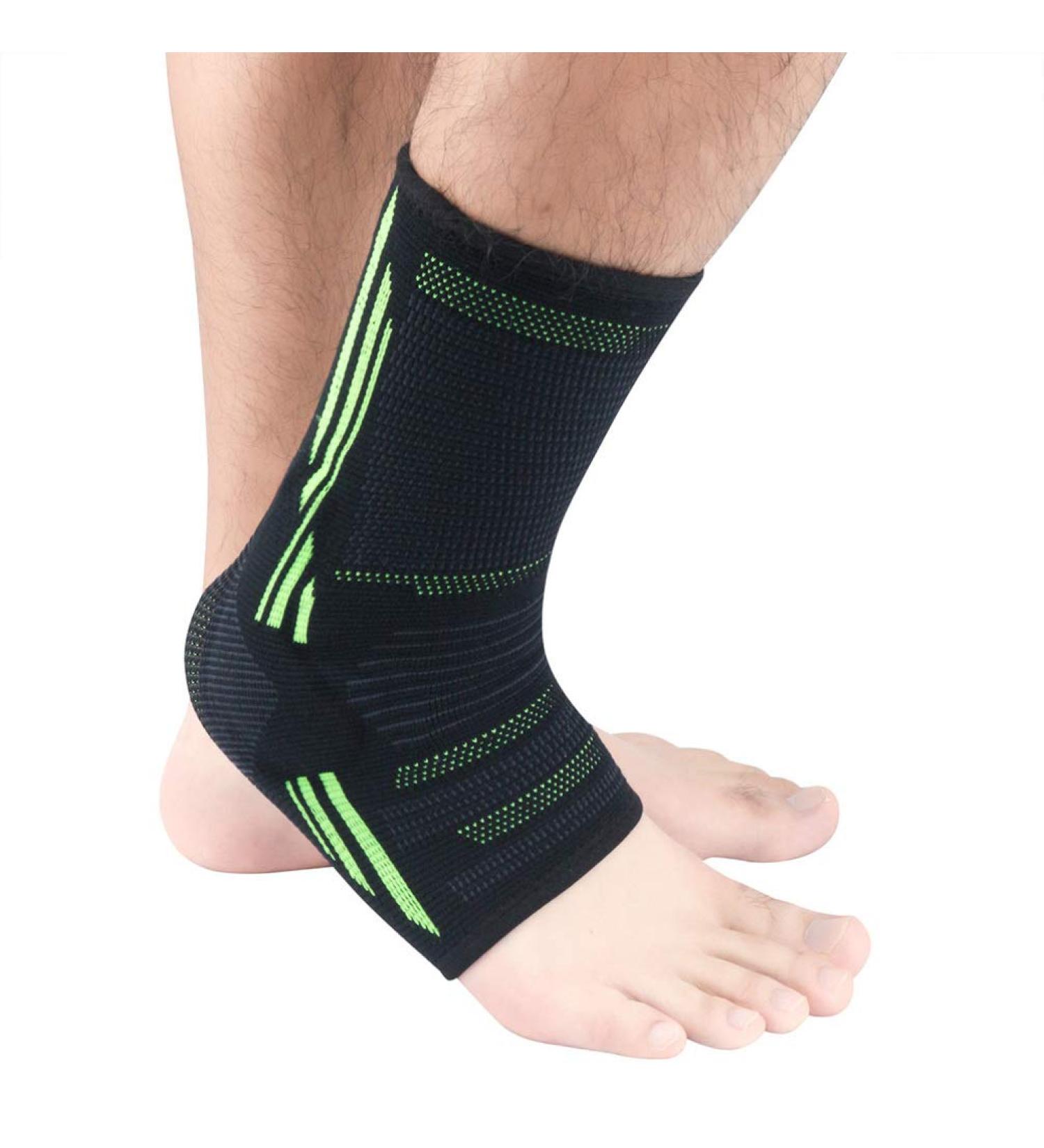 Buy 1pc Silicone Ankle Brace - Ankle Support Sleeve for Running & Sprains - Comfortable Black & Green Ankle Pads - Buy Online on GoSupps.com