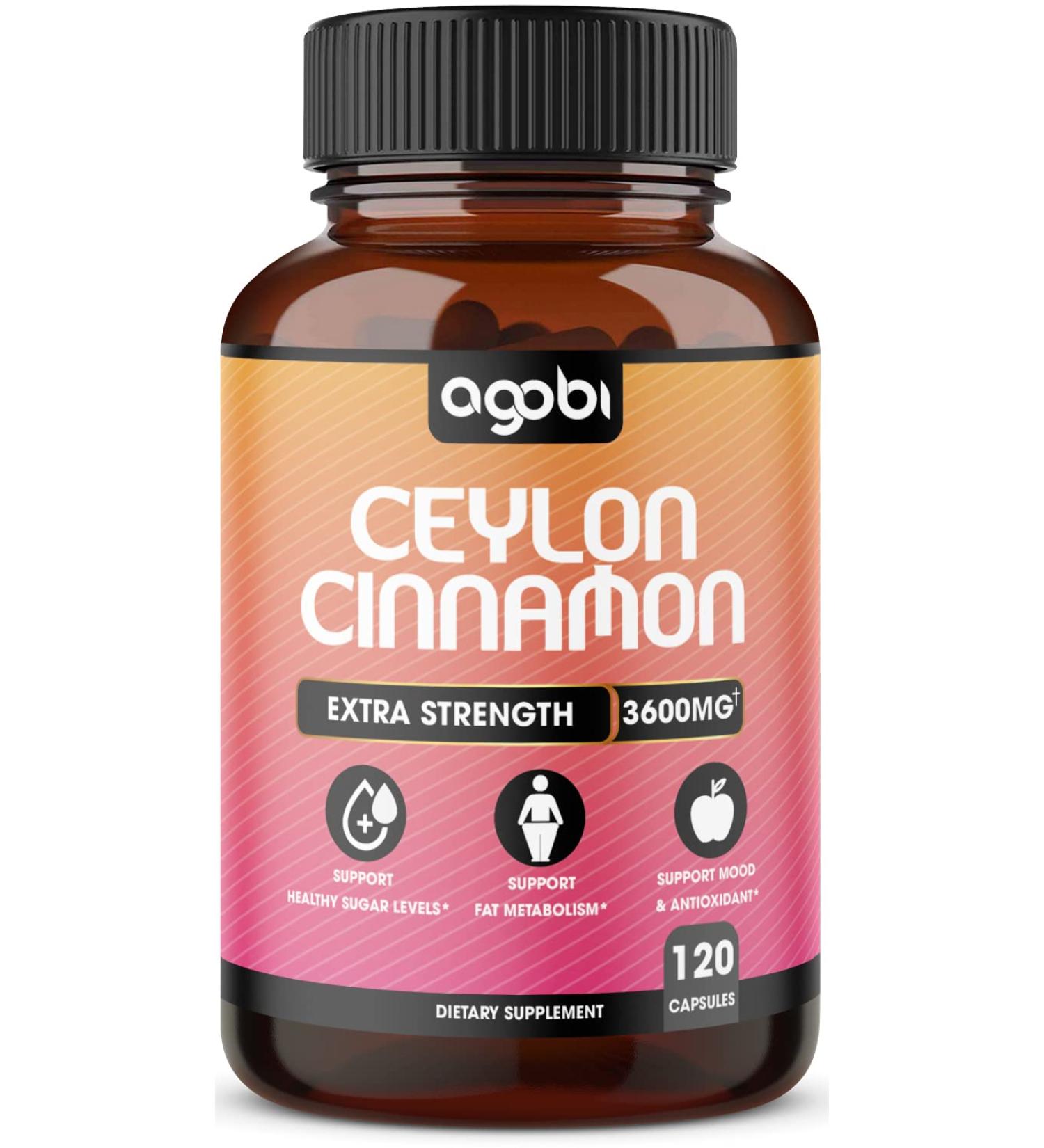 Ceylon Cinnamon Capsules with Ginger Root and Turmeric Curcumin - 120 Vegan Capsules for Natural Mind and Body Balance Support - Buy Online on GoSupps.com