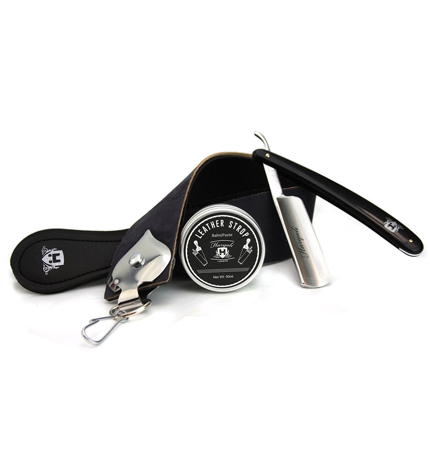 Professional Barber Shaving Set | Leather Strop Strop Paste & Straight Razor | Perfect for Grooming - Buy Online on GoSupps.com