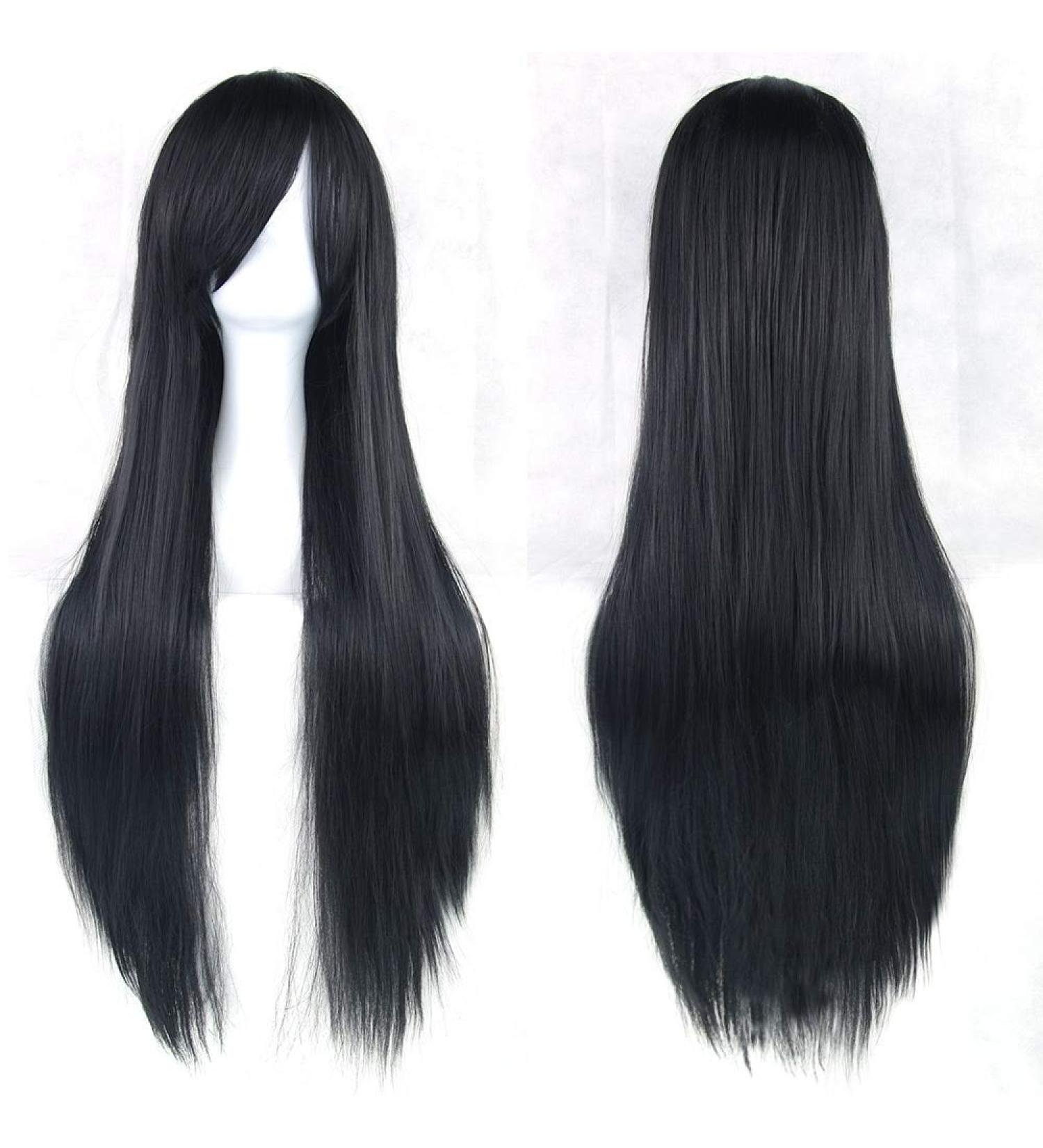 LFMDJF 24 Colors 32 inch Long Straight Women Party Hairpiece Heat Resistant Synthetic Hair Nature Red Gray Wig 32inches #144 Bug