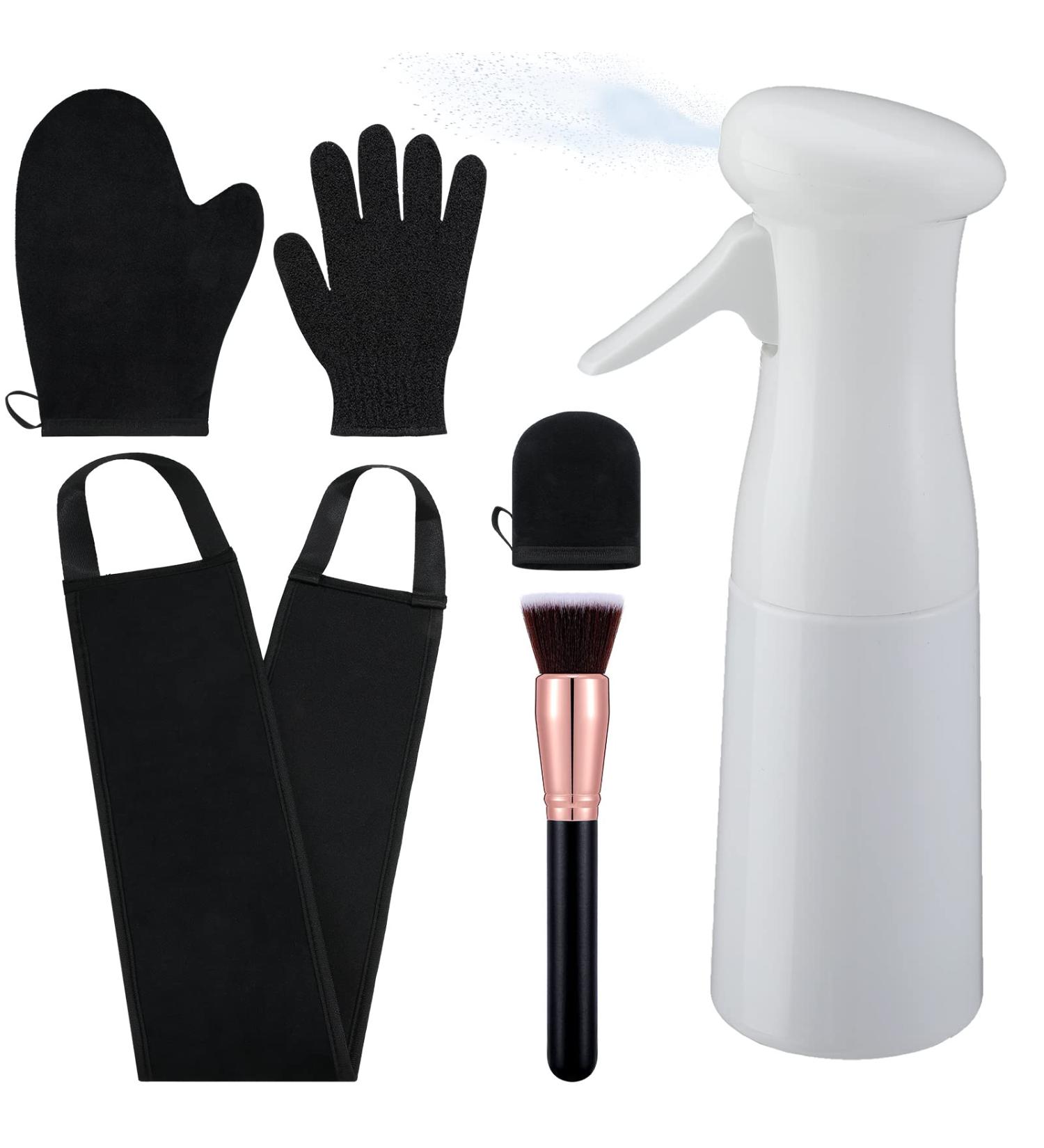6 Pcs Self Tanning Mitt Applicator Kit | Fake Tan Remover & Refillable Mist Spray Bottle | Exfoliating Glove for Self Tanner | Face & Back Lotion Applicator - Buy Online on GoSupps.com