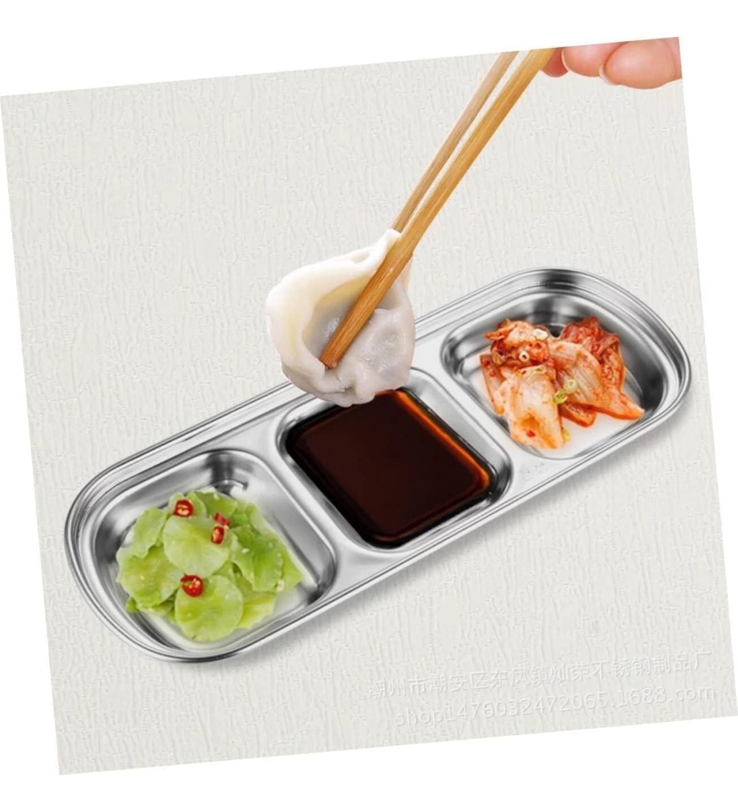 GETREY Sauce Bowls Soy Sauce Dish 3 pcs Dip Restaurant Korean Soy Vinegar Compartment Mini Sub- Saucer BBQ Sugar Grid Divided -Grid Plate Bowls Dipping Seasoning Condiment 3pcs - Buy Online on GoSupps.com