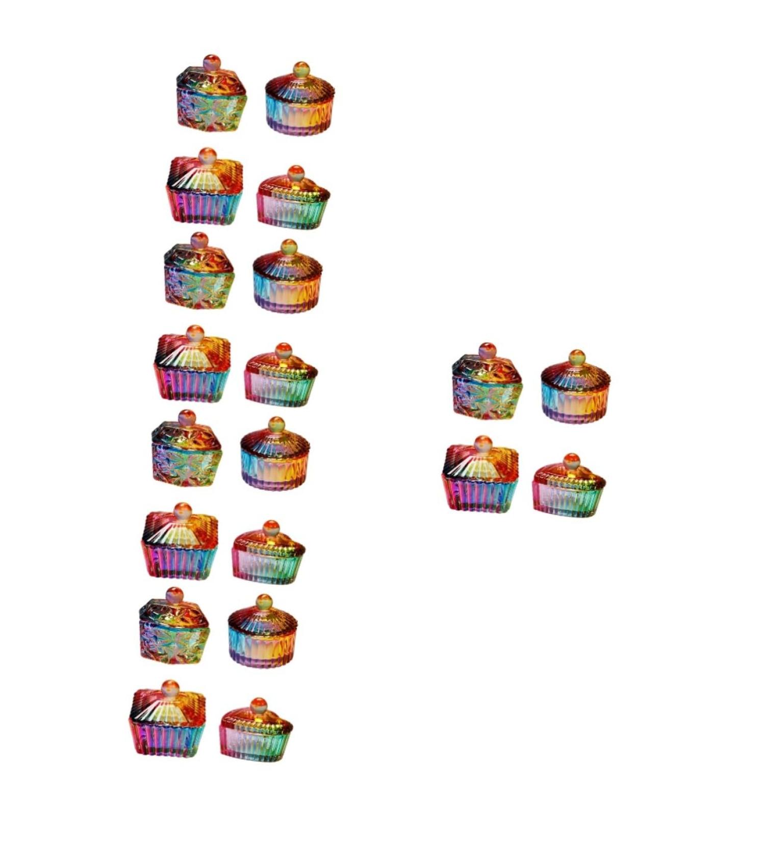 minkissy 20 Pcs Nail Art Crystal Cup Colorful Plates Dappen Dish Mini Candles Nail Accessories Candy Display Rack Mini Jars Kitchen Storage Jar Nail Jewels Candy Jar Mixing Cup Major Glass - Buy Online on GoSupps.com