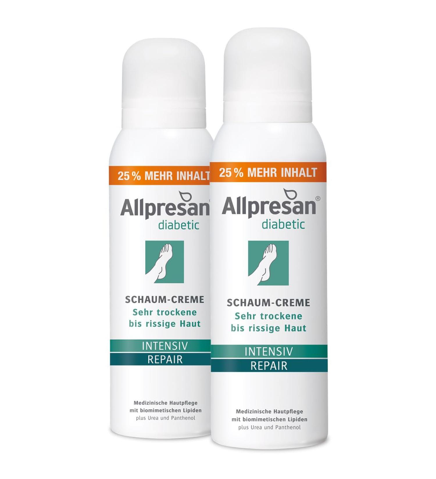 Allpresan diabetic INTENSIVE + REPAIR with Urea foam cream - for diabetes mellitus - for very dry to cracked foot skin - 2x 125ml