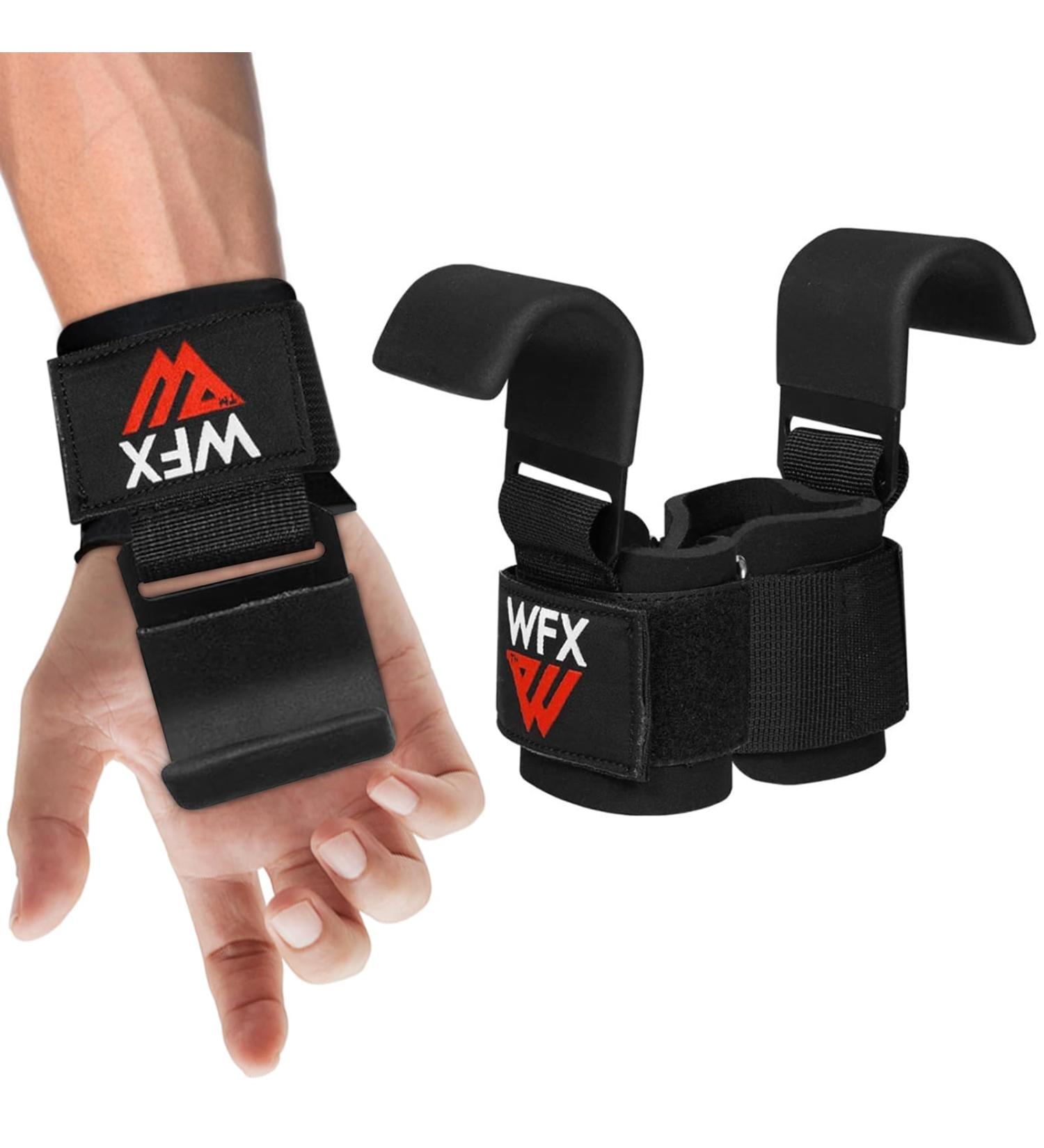 Weight Lever Hook - Rubber-Coated Slipproof Handles & 7mm Neoprene Wrist Cushion | Strength Training & Weight Lifting Gear - Buy Online on GoSupps.com