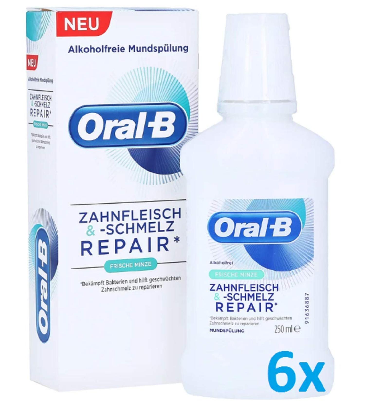 Oral B Gum & Enamel Repair Mouthwash 6 x 250ml - Fresh Mint for Healthy Gums | International Shipping Available - Buy Online on GoSupps.com