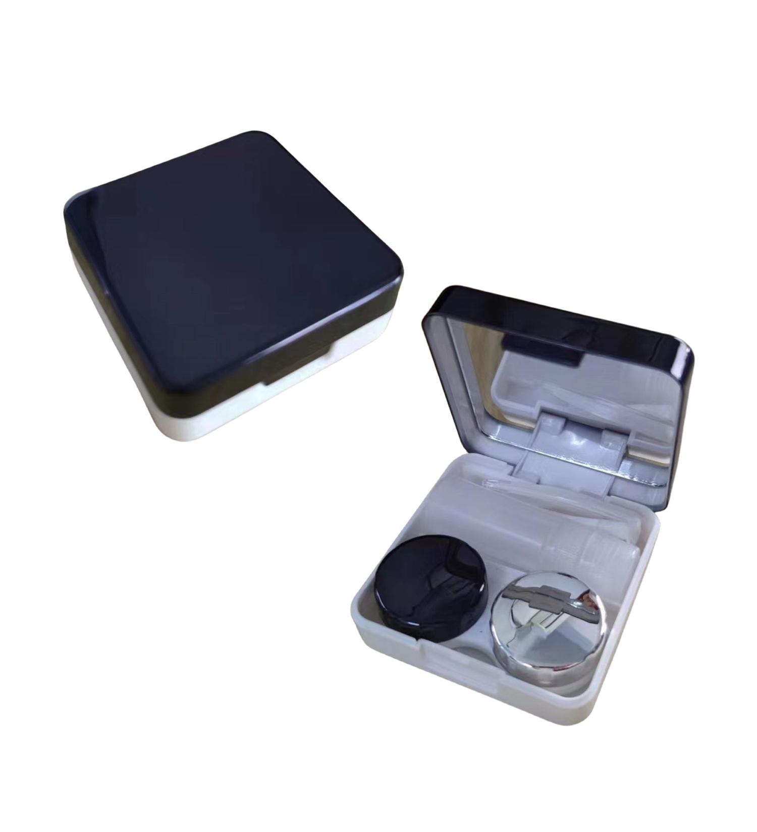 Shop Portable Contact Lens Case - Travel Glasses Box with Mirror Tweezers & Solution Bottle - 3287 Black - Buy Online on GoSupps.com