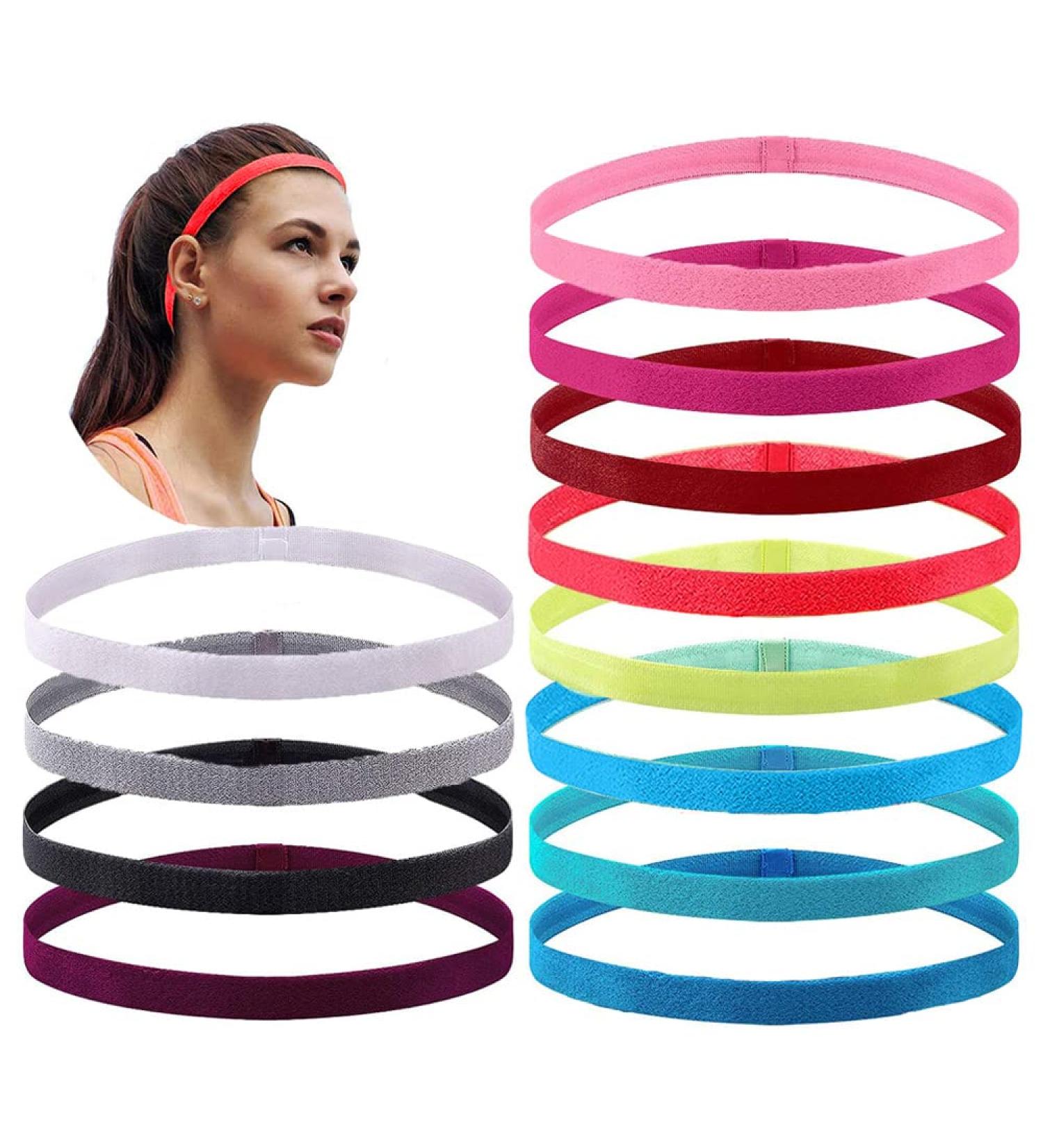 Buy Oenothera 12 Pack Elastic Sports Headbands - Non-Slip Silicone Hair Bands for Football Basketball Tennis Yoga & Golf - Buy Online on GoSupps.com