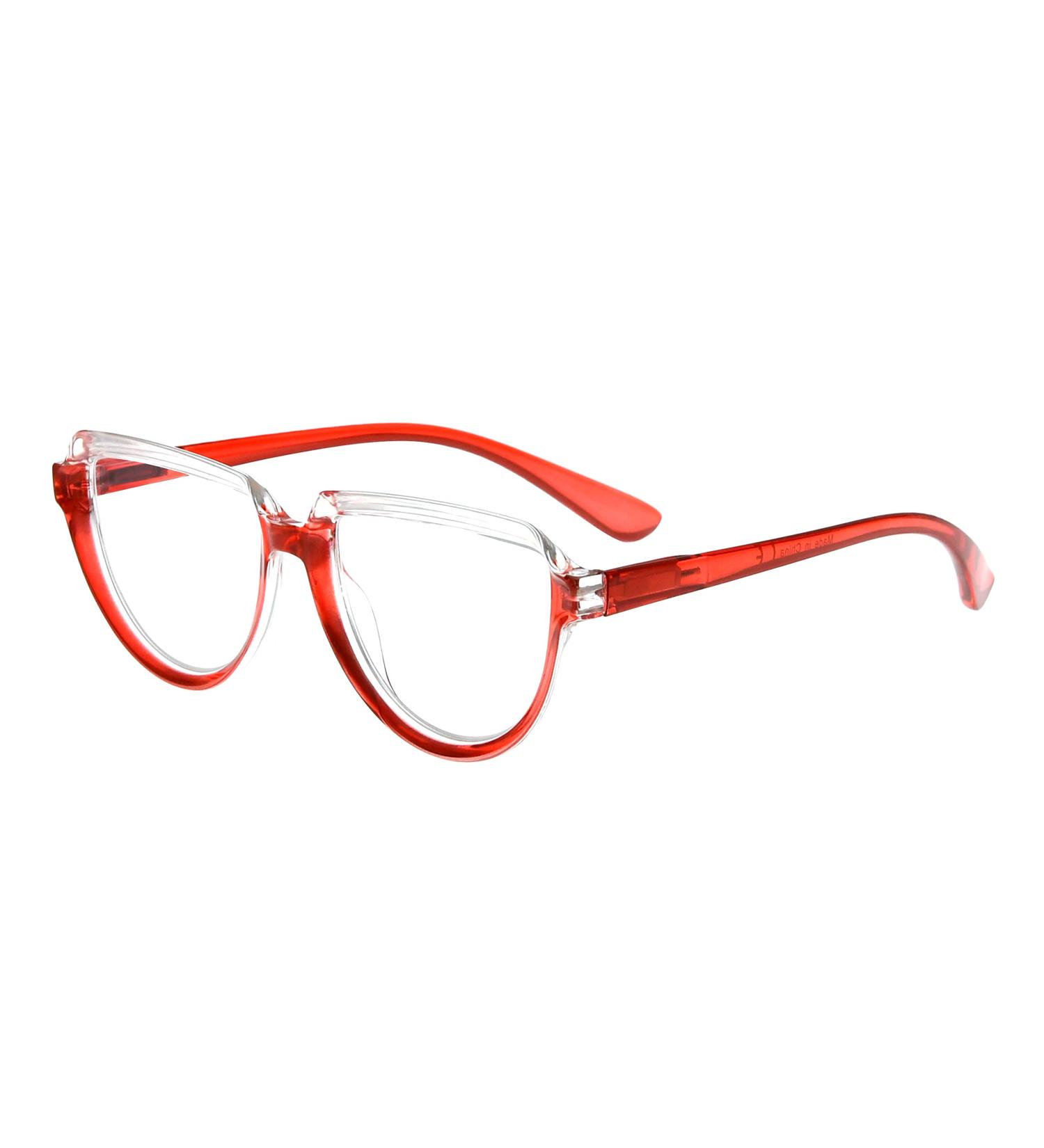 Eyekepper Women's Reading Glasses - Half Moon Design - Transparent/Red +2.50 Diopters - Stylish & Comfortable Eyewear - Buy Online on GoSupps.com
