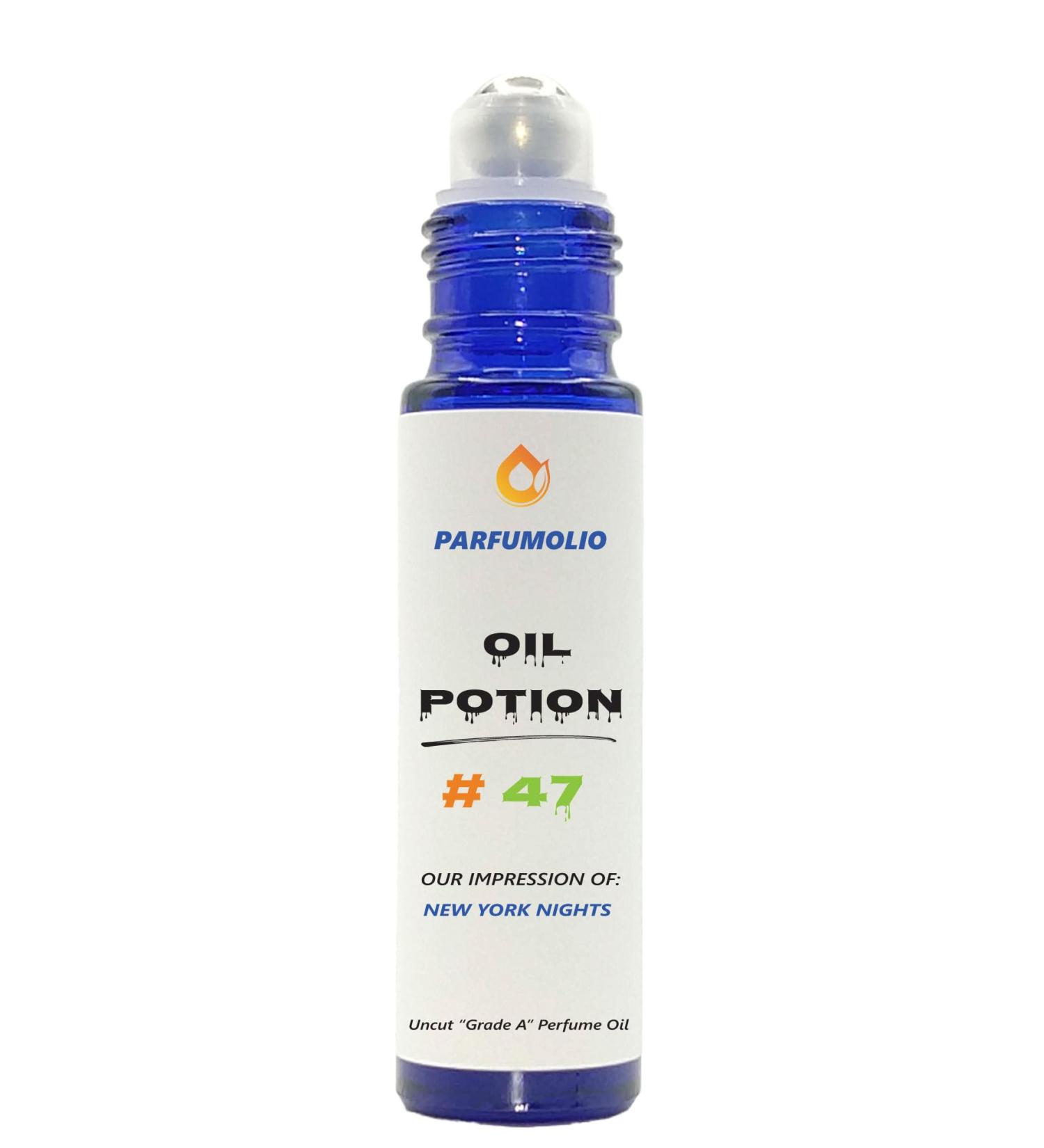Oil Potion # 47 Inspired by New York Nights Unisex Uncut Grade A Fragrance Body Oil Dupe Concentrated Long Lasting Roll-On 10ml / 0.33 oz - Buy Online on GoSupps.com