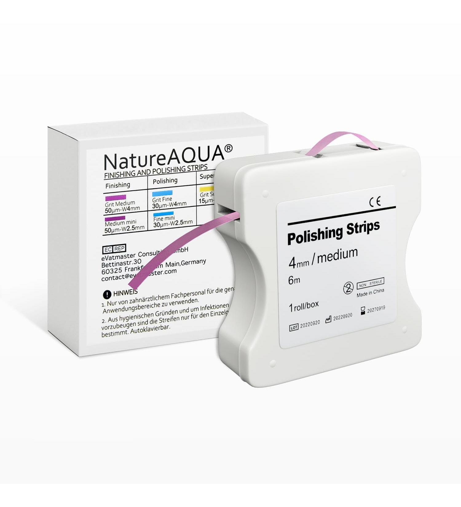 Tooth Grinding Paper & Dental Polishing Strips - Medium 50 m 4mm Width 6m Roll - Natureaqua Harz Zahn Polier Interdental Tool (Pink) - Global Shipping Available - Buy Online on GoSupps.com