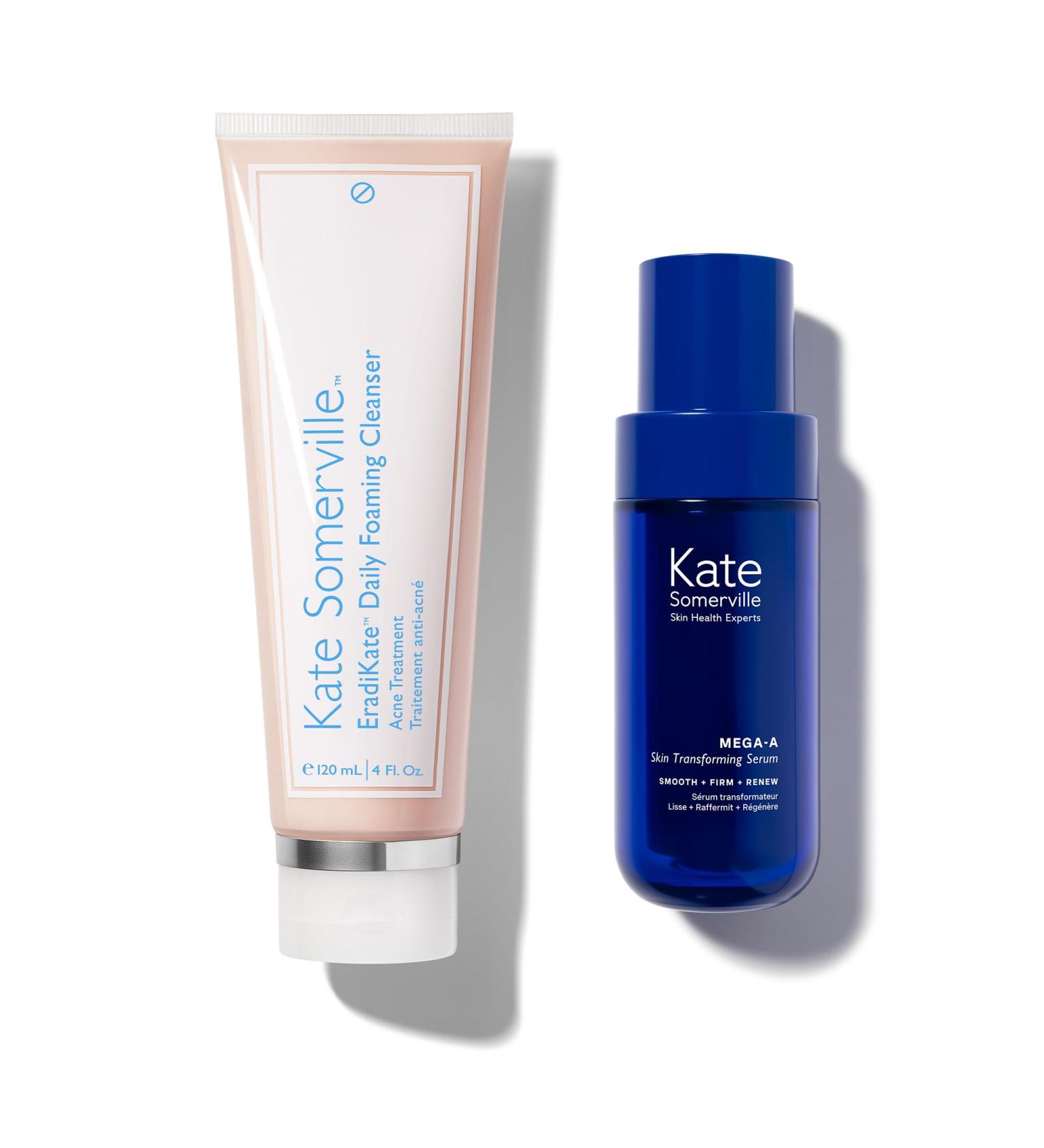Kate Somerville Breakout Dream Team: EradiKate 3% Sulfur Daily Foaming Cleanser Acne Treatment 4 oz. and Mega-A Skin Transforming Anti-Aging Serum with Retinal 1 oz. - Buy Online on GoSupps.com