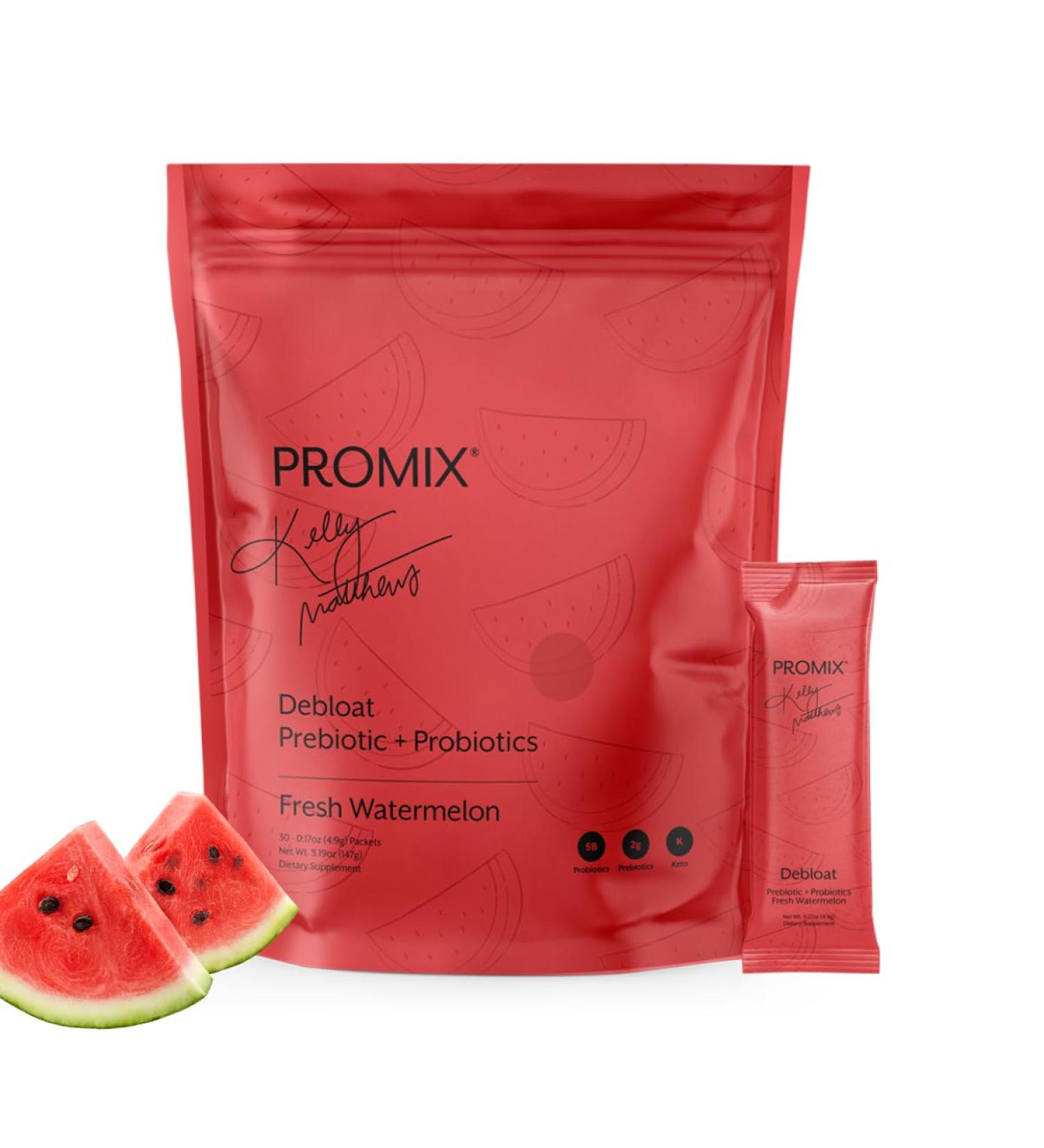 ProMix Nutrition Debloat Prebiotics and Probiotics Immune Support Supplement for Digestion Cortisol Health Gut Cleanse - Watermelon - 30 Servings (Pack of 30) Watermelon 0.17 Ounce (Pack of 30) - Buy Online on GoSupps.com