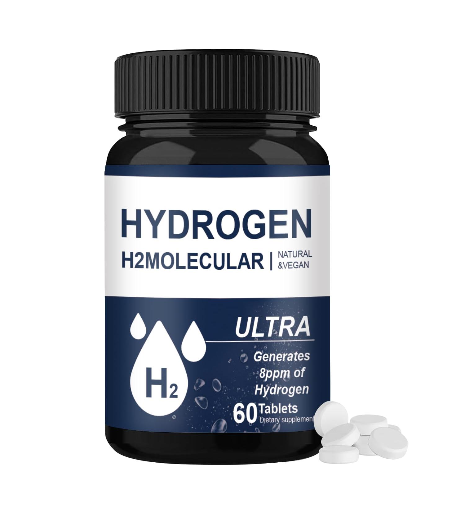 Hydrogen Water Tablets Dietary Supplement | 60 H2 Tablets for Brain Health Antioxidant Support & Cellular Energy | Non-GMO Vegan Gluten Free | Hydrogen-Rich Water Enhancer - Buy Online on GoSupps.com