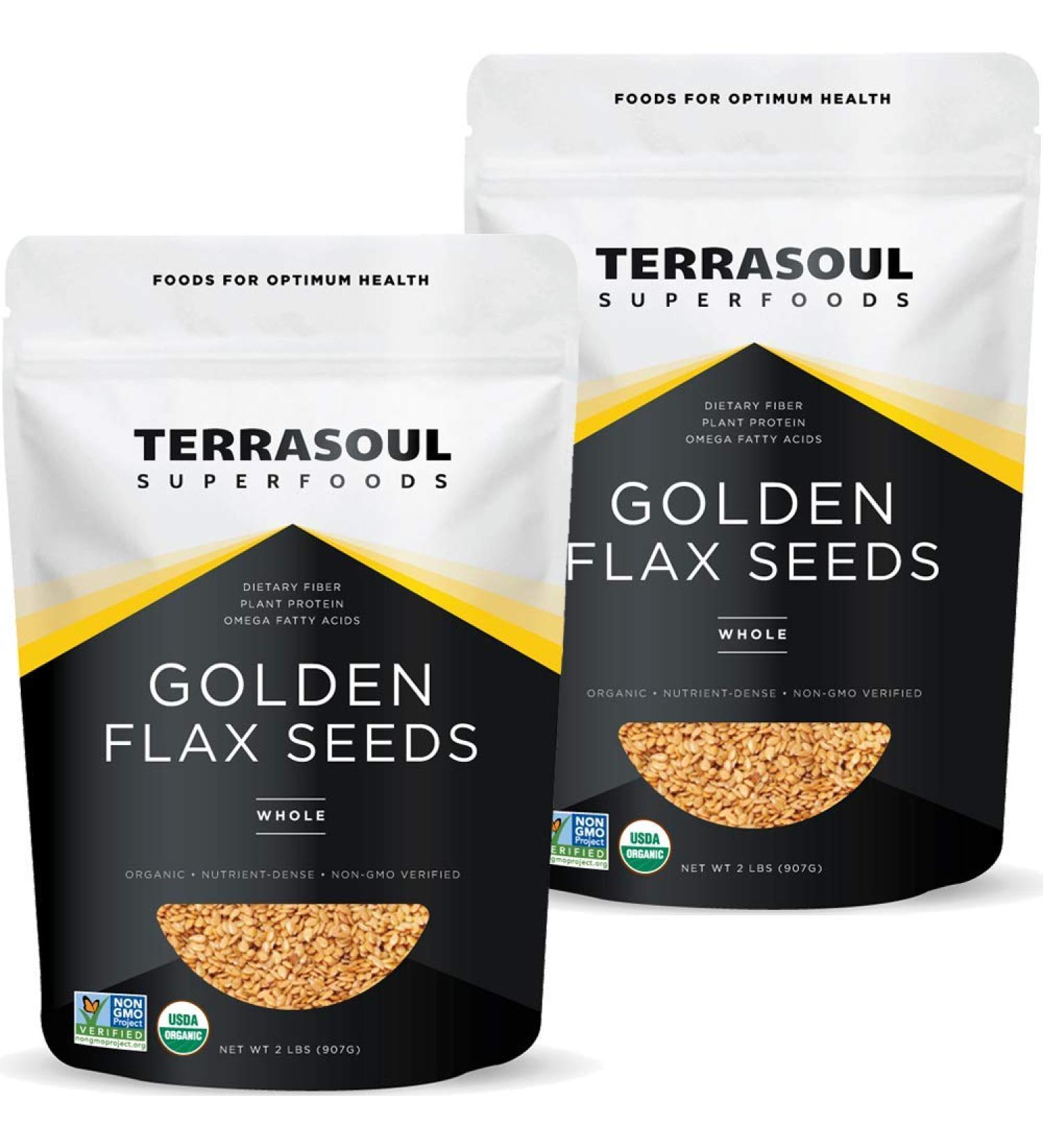 Terrasoul Superfoods Organic Golden Flax Seeds 4 lbs (2 Pack) - High Fiber, Protein & Omega Fats (Pack of 2) - Buy Online on GoSupps.com