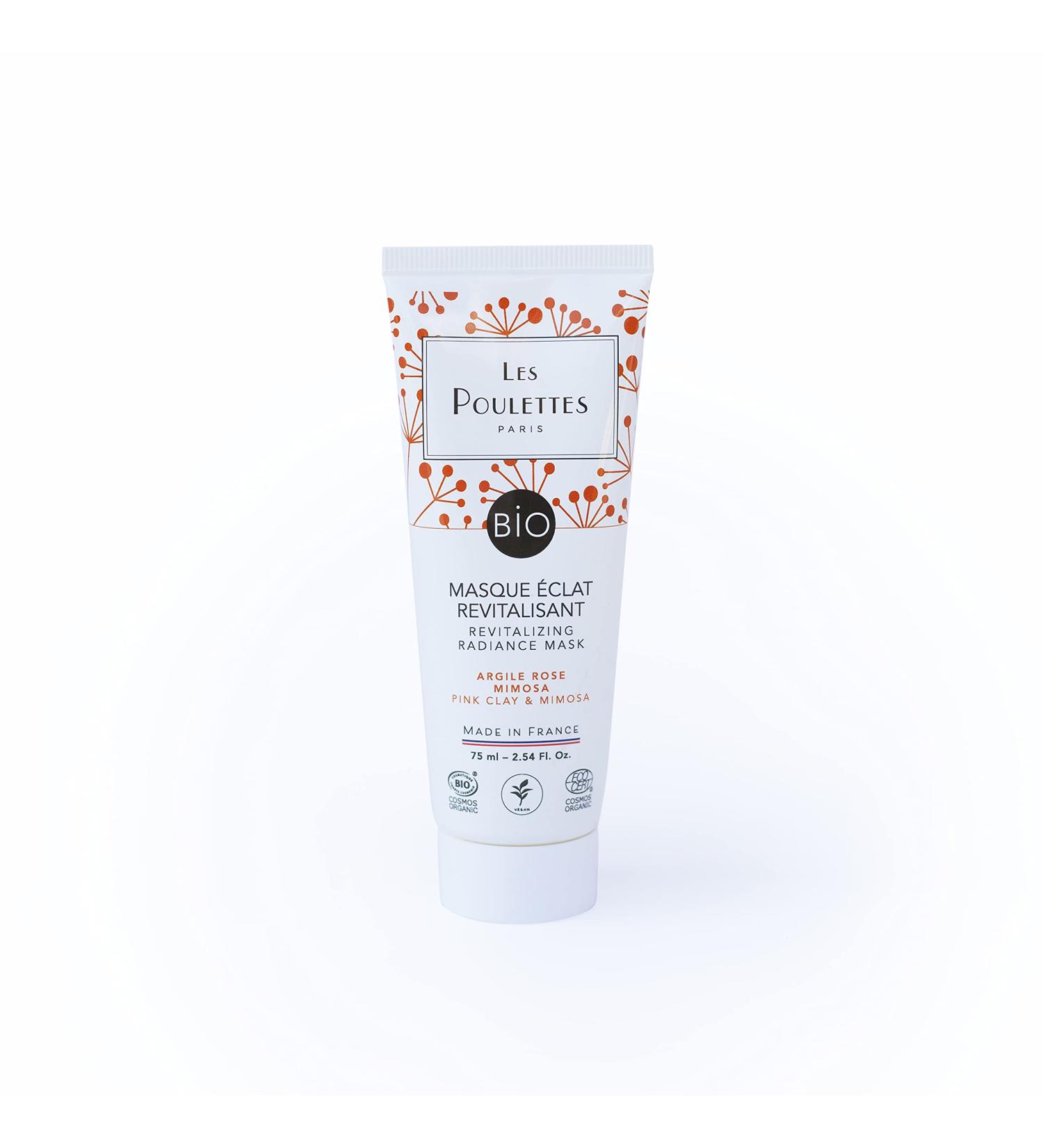 Les Poulettes - Organic certified revitalising mask for radiance pink clay and mimosa wax 75 ml face mask with clay natural ingredients made in France - Buy Online on GoSupps.com
