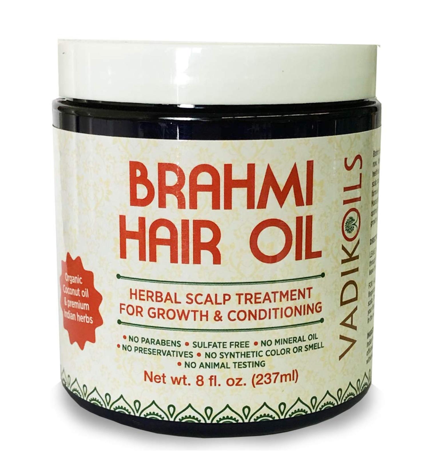 Brahmi Hair Oil (8 oz) by Vadik Herbs | Herbal Hair Oil for Growth, Conditioning, Dandruff & Dry Scalp | Scalp Treatment 8 Fl Oz - Buy Online on GoSupps.com