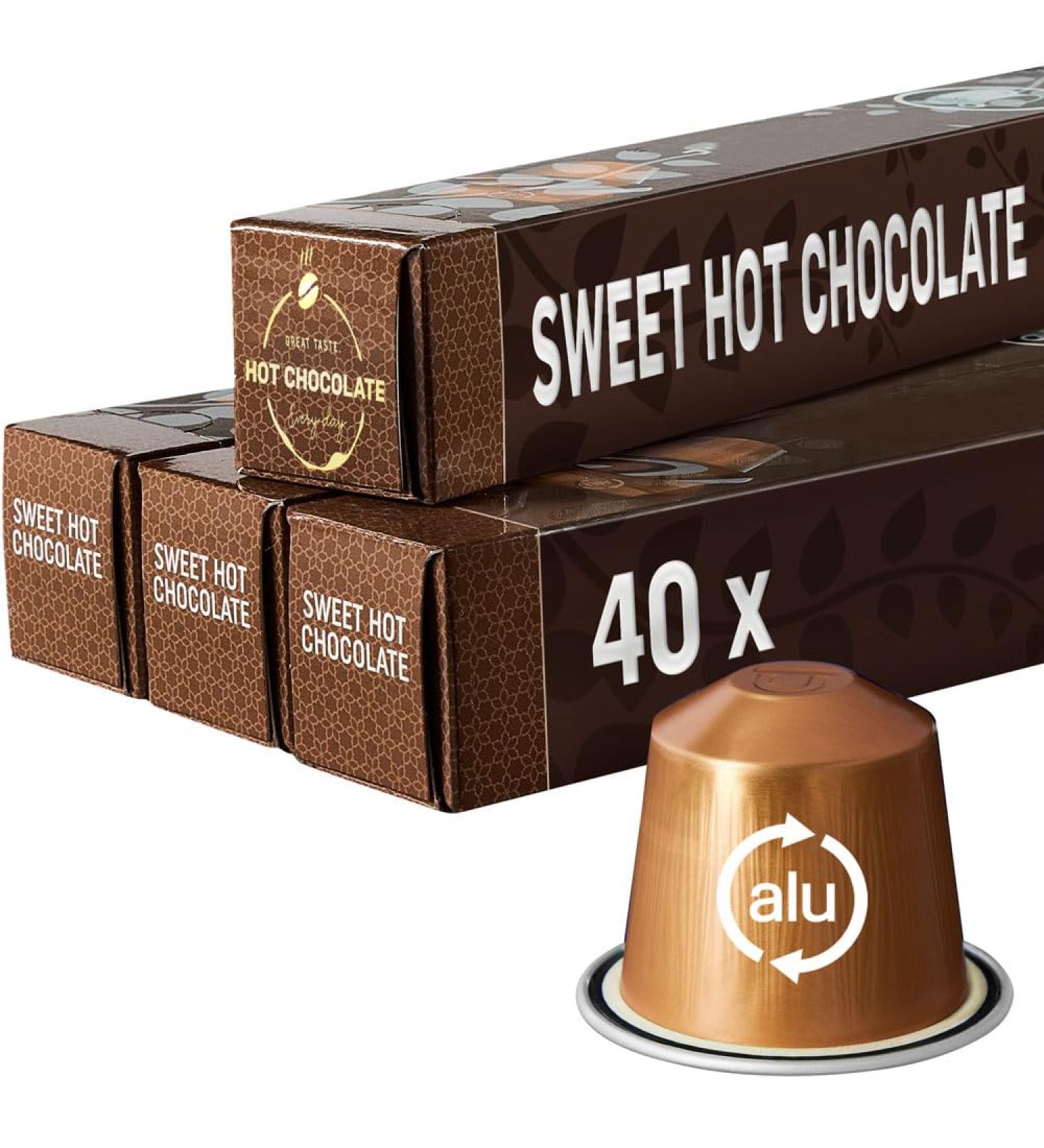 HOT CHOCOLATE Pods | Compatible with Nespresso | 40 Alu Capsules | Perfect for a Delicious Caf Mocha - Buy Online on GoSupps.com